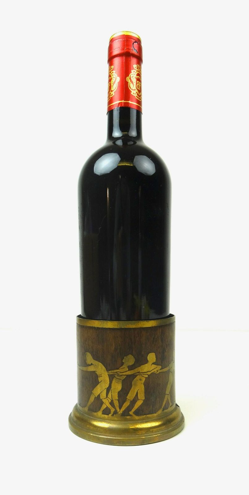 Rare Antique Art Nouveau Wine Bottle Holder By Erhard & Sons Tug Of War photo furniture