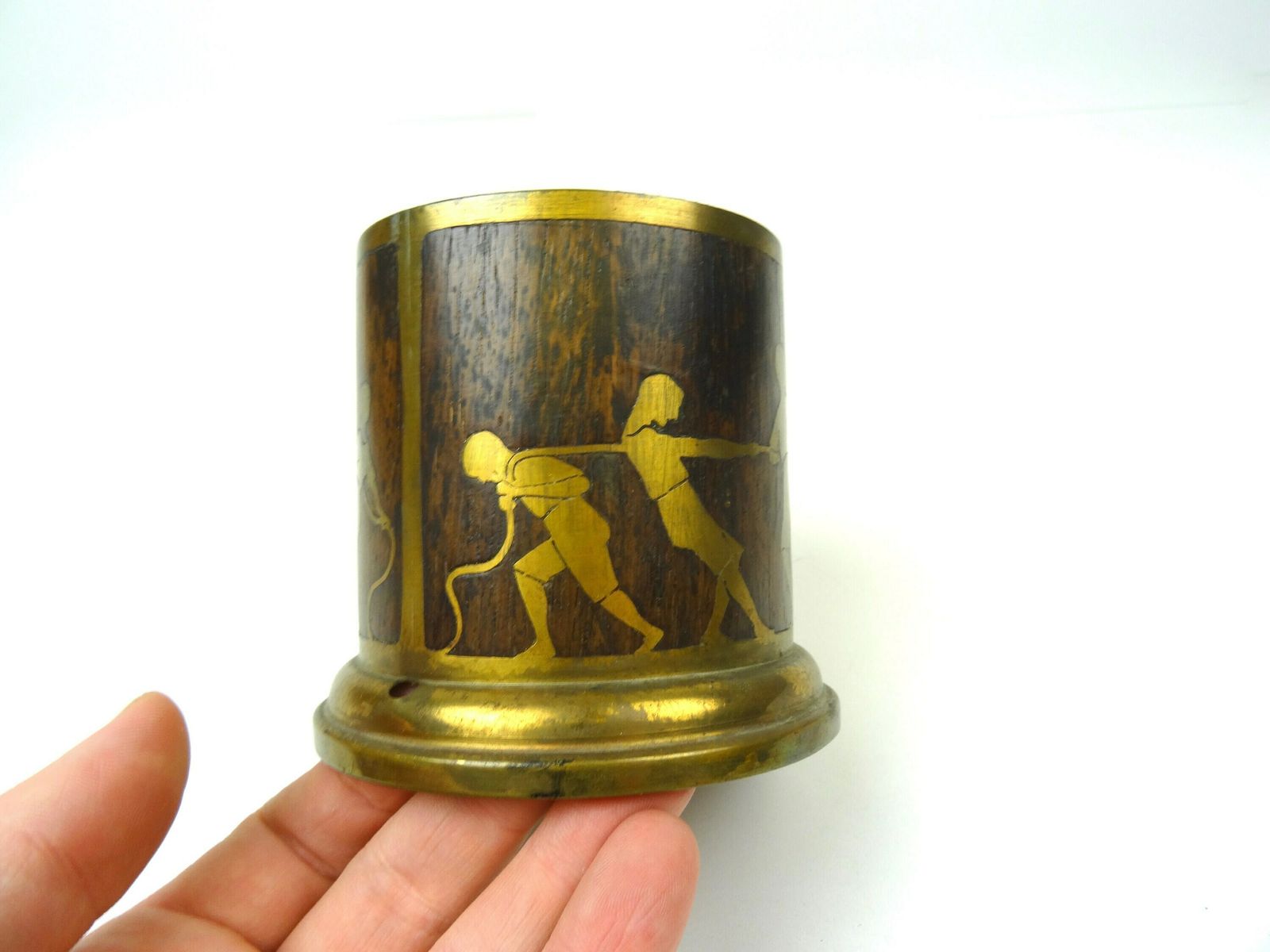 Rare Antique Art Nouveau Wine Bottle Holder By Erhard & Sons Tug Of War photo vinterior