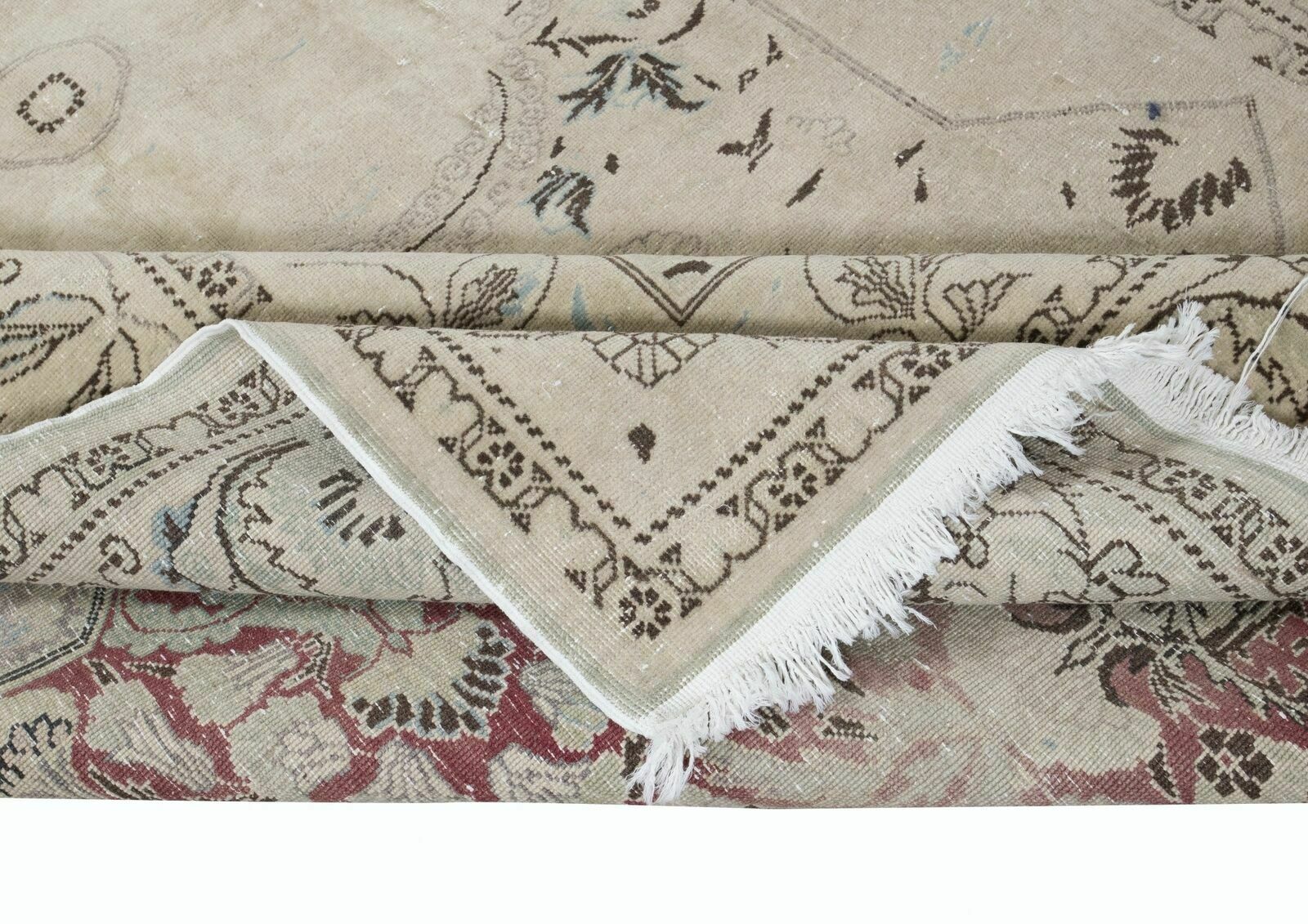 5x8 Ft Farmhouse Decor Vintage Handmade Rug In Beige, Sun Faded Anatolian Carpet photo for sale