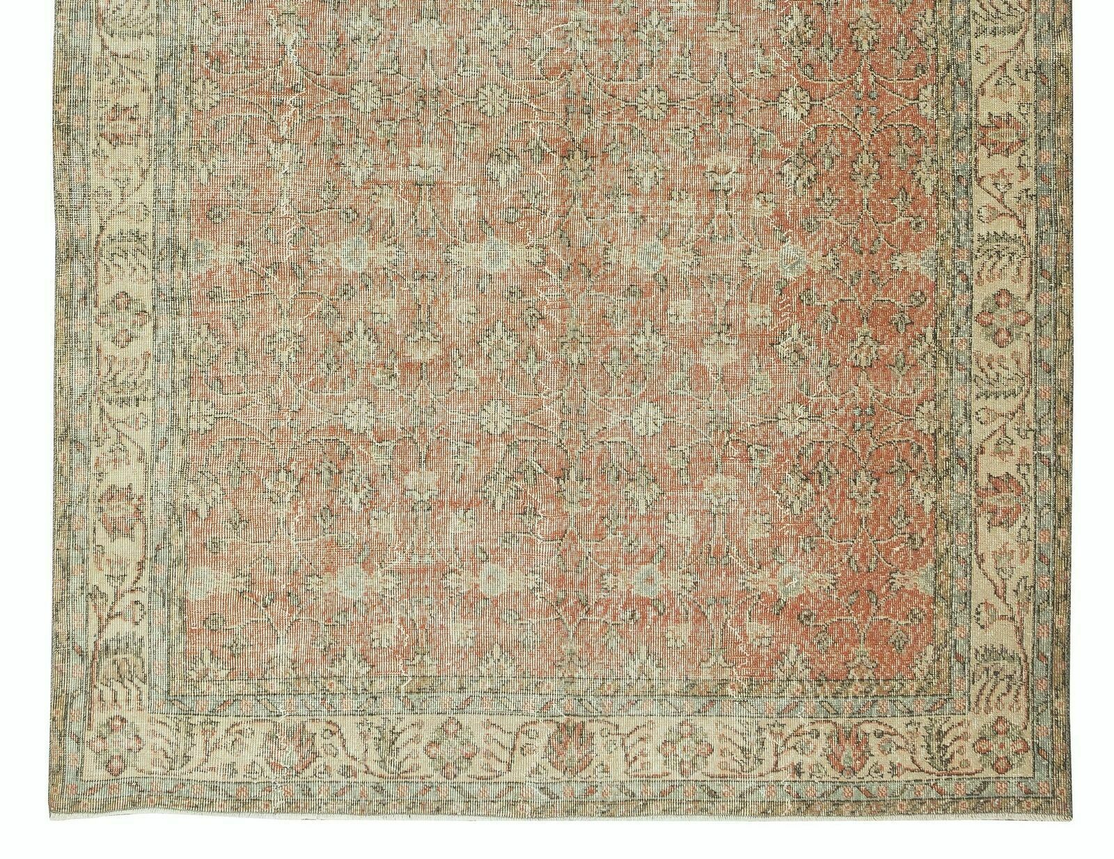 6.6x10.5 Ft Hand Knotted Floral Vintage Turkish Rug, Wool And Cotton Carpet photo 637.0