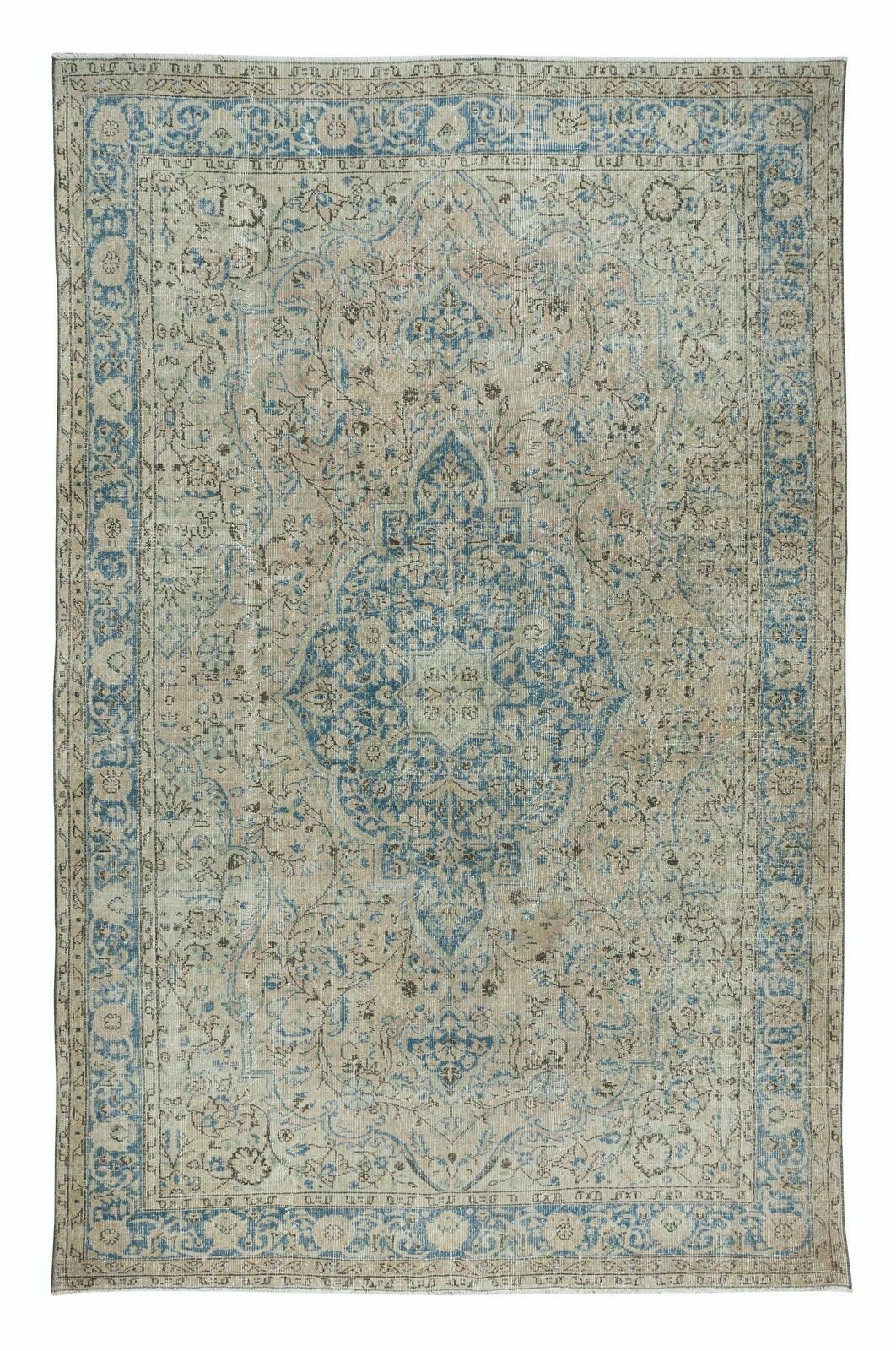 7x10.5 Ft Unique Anatolian Rug, Ca 1950, Handmade Wool Carpet In Muted Colors