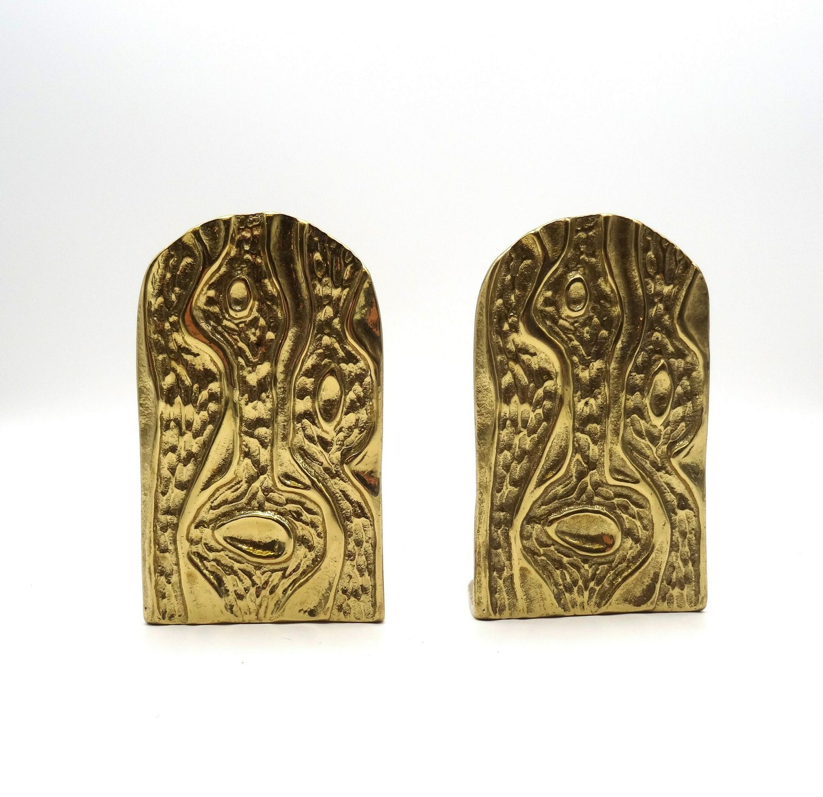 Austrian Brass Pair Bookends Artist Stamped Mid Century Brutalist Sculptures 1950 photo vintage