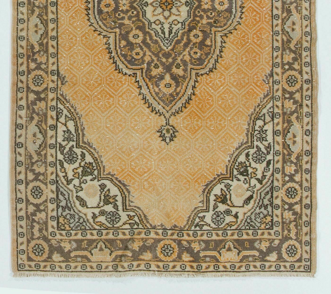 4x7.3 Ft Vintage Anatolian Oushak Rug. Authentic Hand Knotted Carpet photo for sale