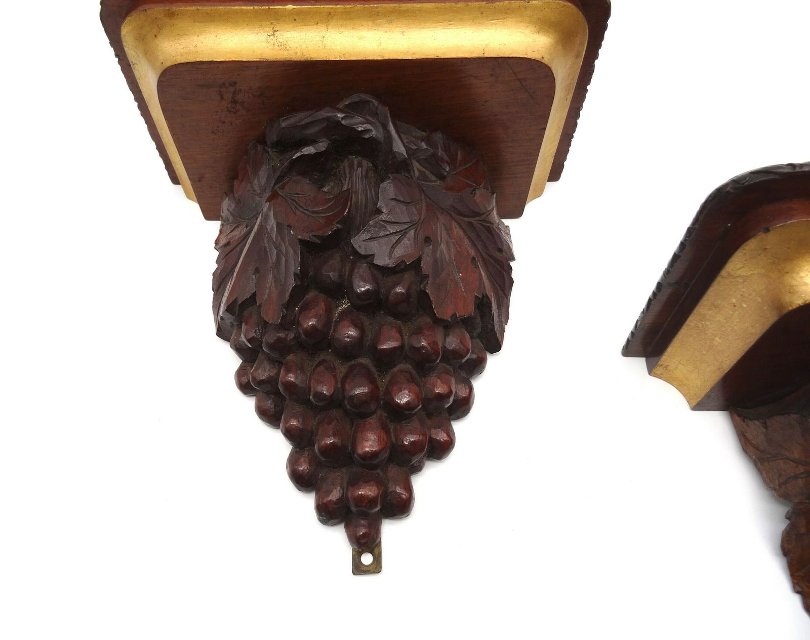 Beautiful Antique Wooden Grapes Pair Wall Racks Consoles France 1890 photo Art