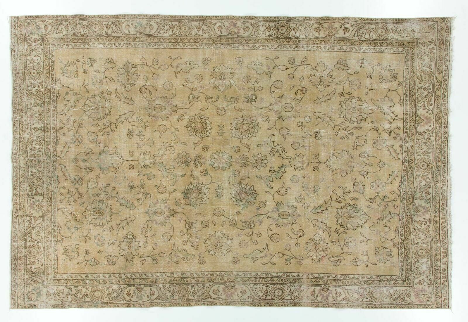 8x11.7 Ft Antique Washed Vintage Turkish Oushak Rug. Wool Carpet. Floor Covering photo 1872.0