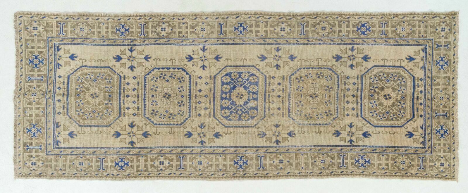 4.6x12.2 Ft Vintage Anatolian Oushak Runner Rug. Hand Knotted Wool Rug photo 787.0