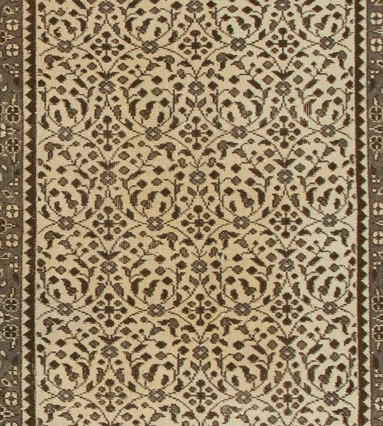 3.7x7 Ft Hand Knotted Vintage Anatolian Oushak Accent Rug With Floral Design photo Textiles