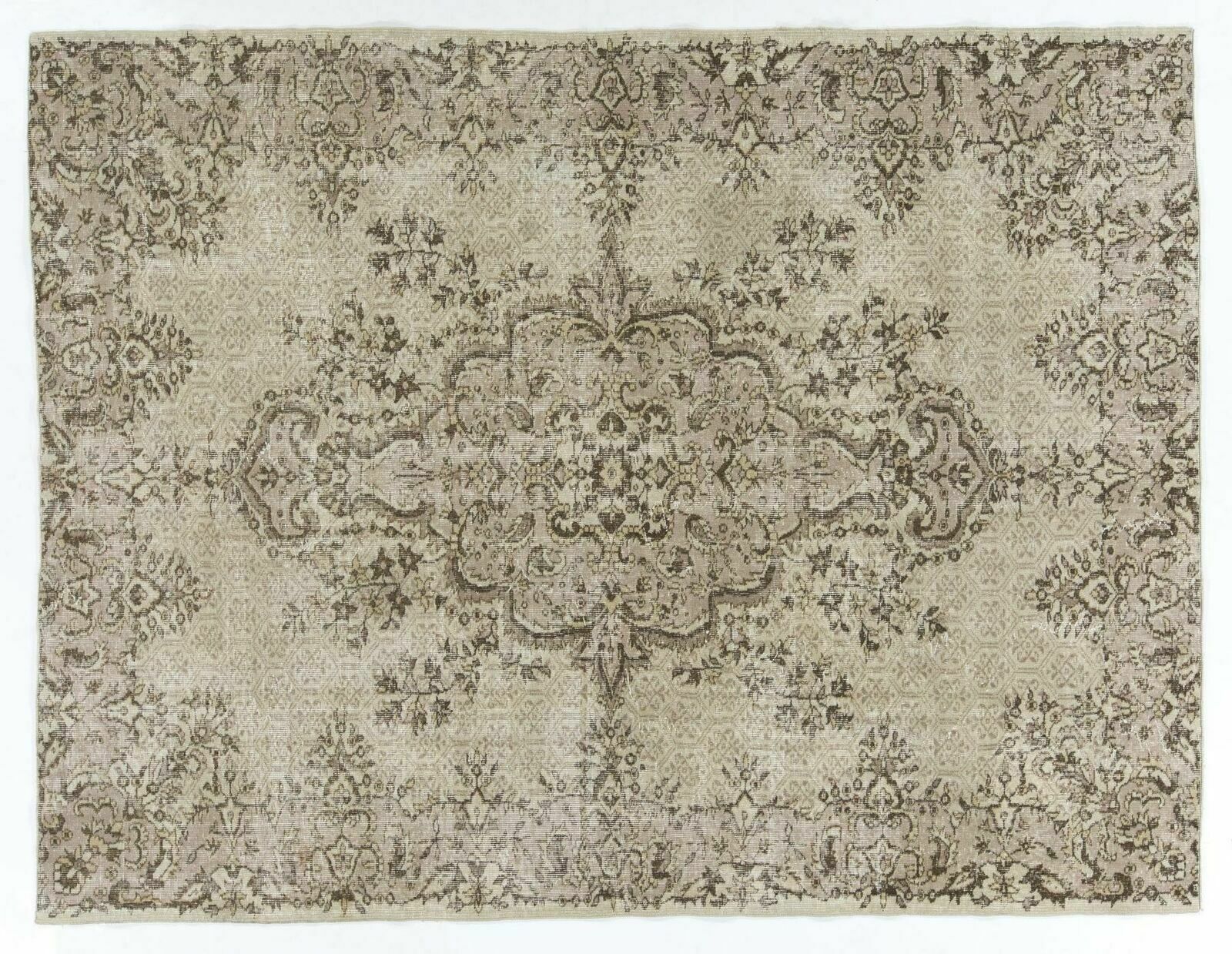 7x9.1 Ft Mid Century "Antique Washed" Anatolian Oushak Rug photo 699.0