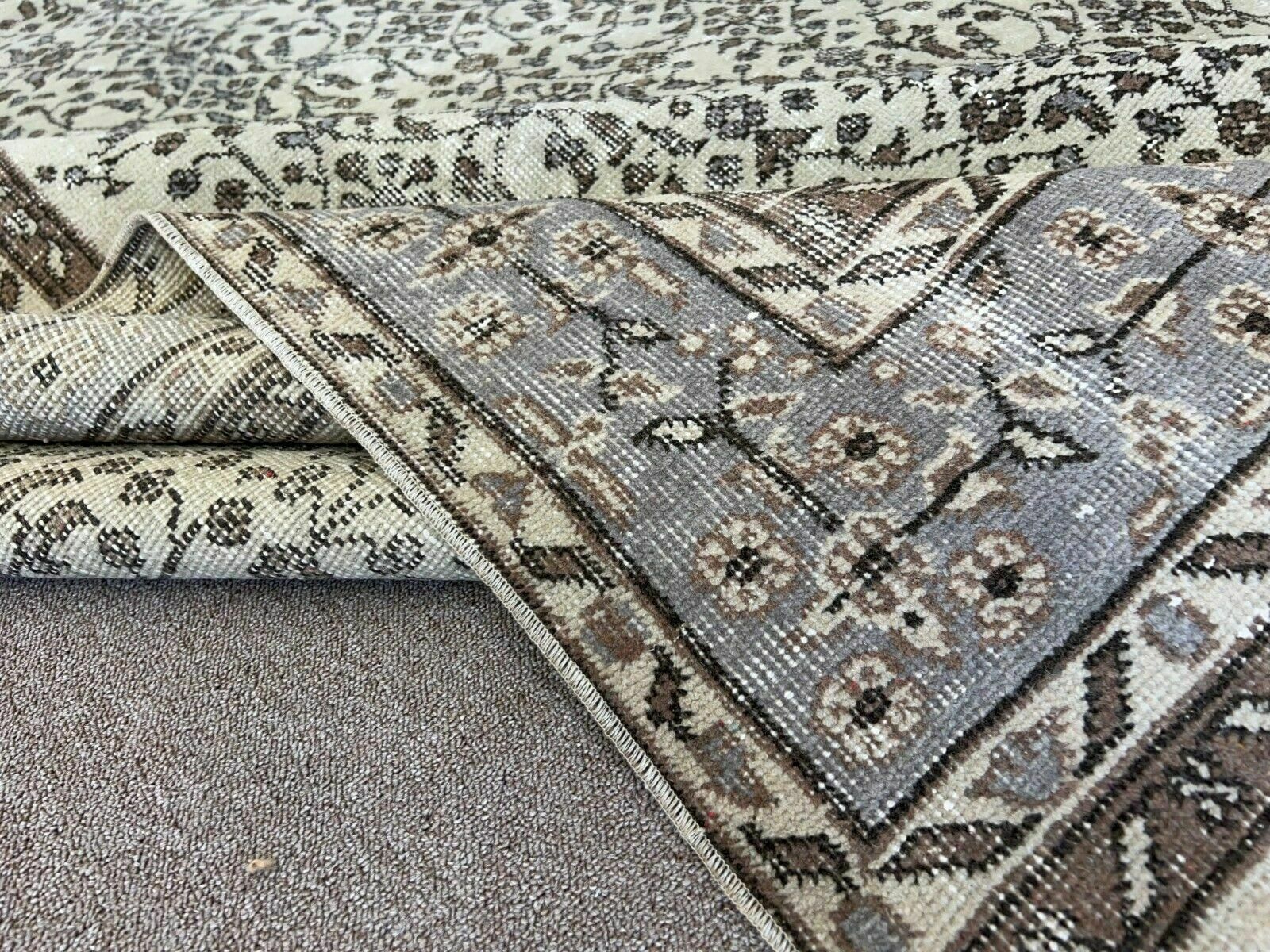 6x10.5 Ft Handmade Vintage Turkish Oushak Rug With Floral Design photo vinterior