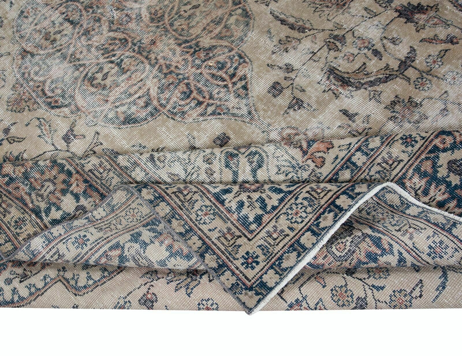8.6x11 Ft Mid Century Handmade Anatolian Oushak Large Area Rug In Beige photo for sale