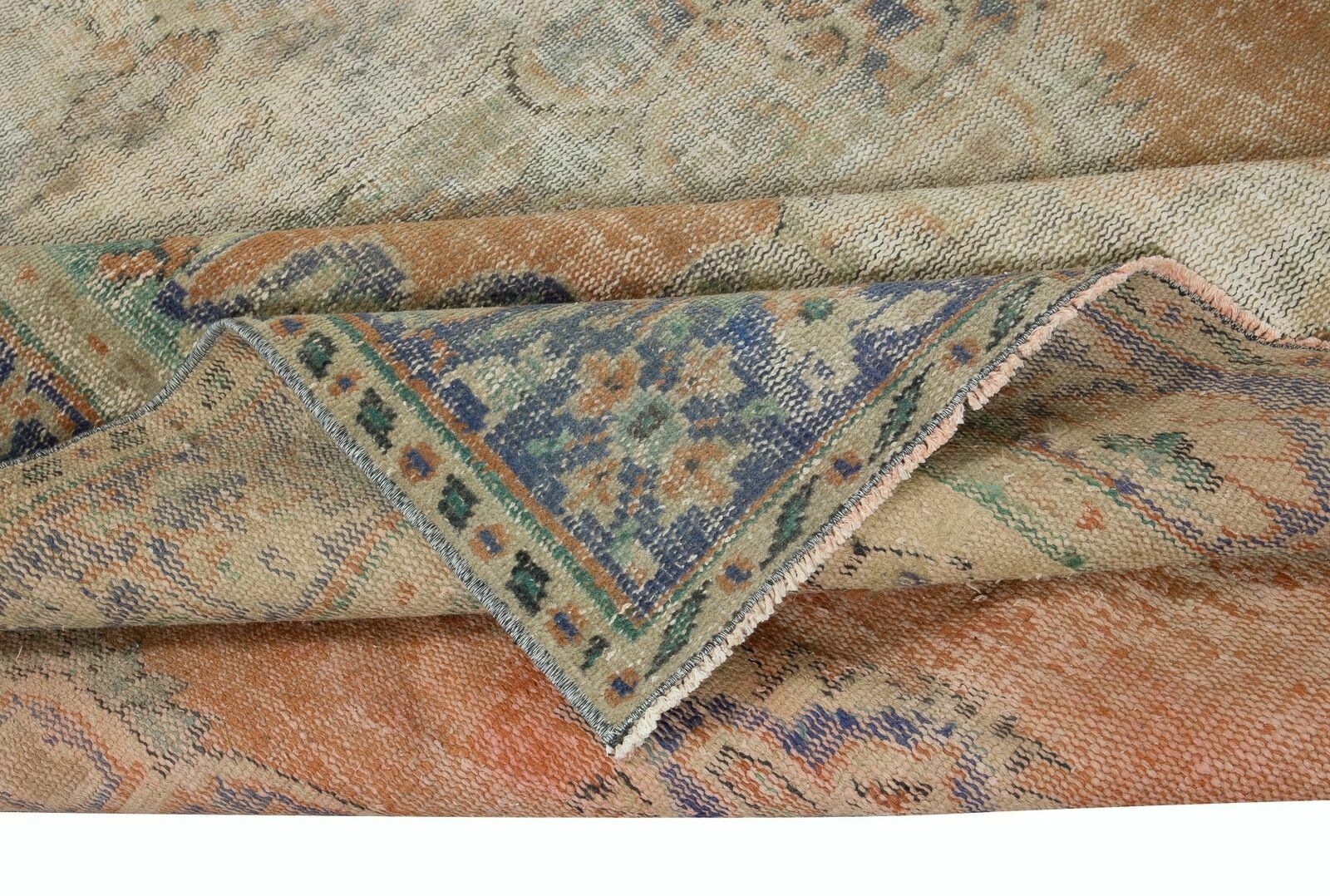 6x9.2 Ft Sun Faded Handmade Anatolian Oushak Rug, 1950s Shabby Chic Wool Carpet photo for sale