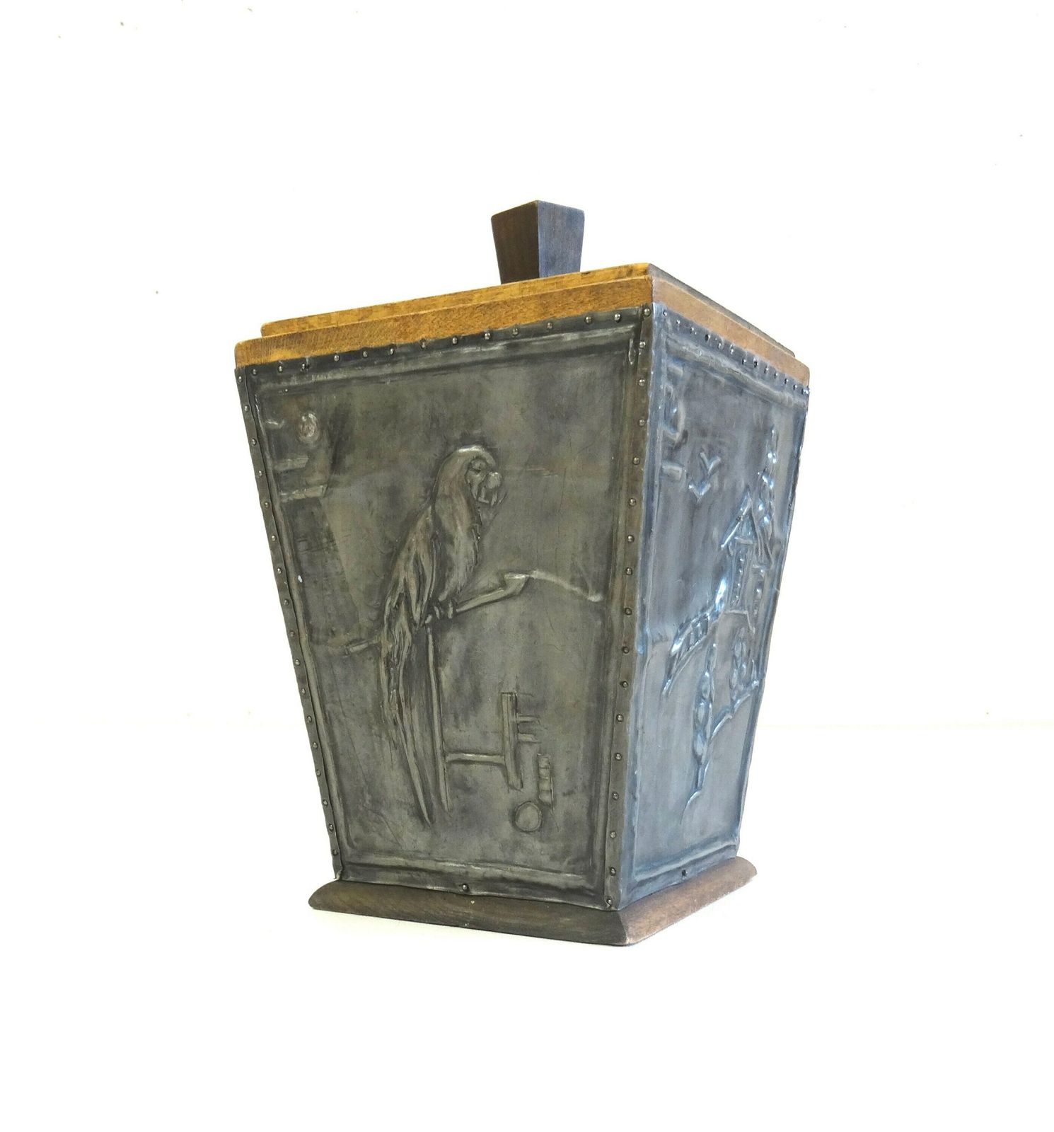 photo furniture Rare Art Deco Antique Artist Parrot Animal Bird Box