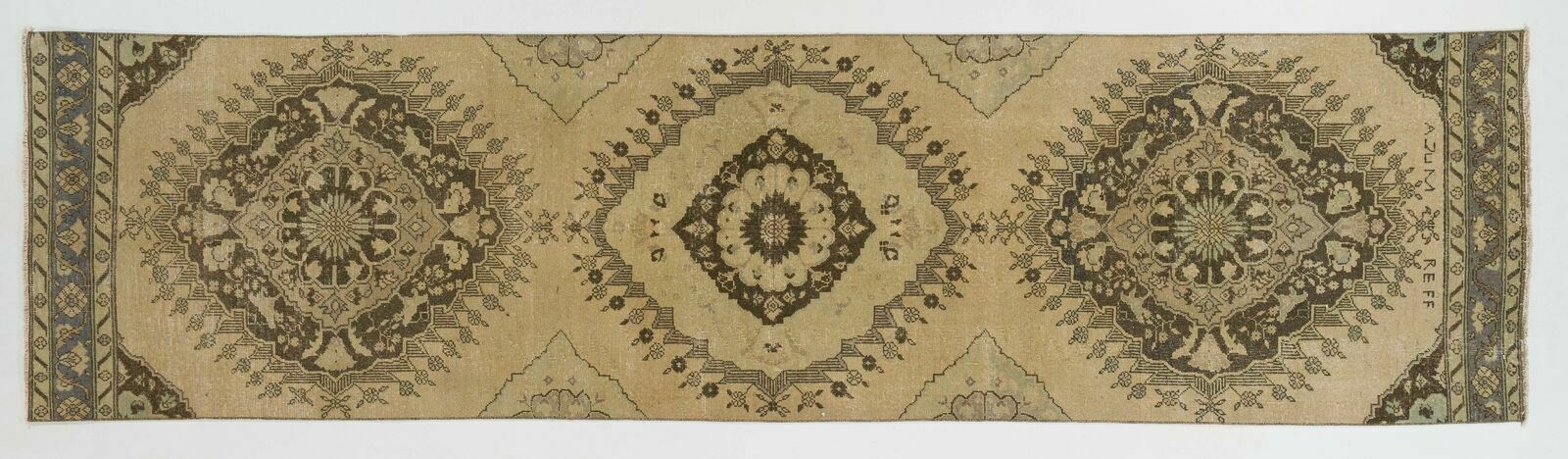3.3x12.7 Ft Traditional Vintage Anatolian Oushak Runner Rug For Hallway photo 976.0