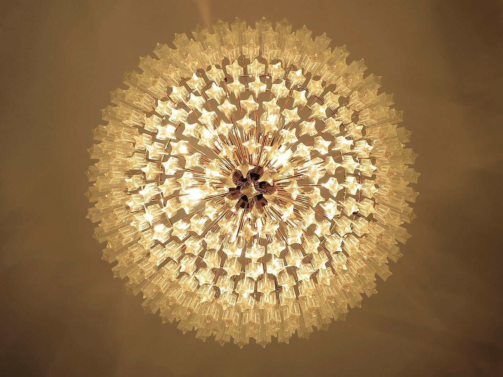 Lighting Modern Quadriedri Murano Glass Chandelier   265 Trasparent Prism   Gold Frame photo