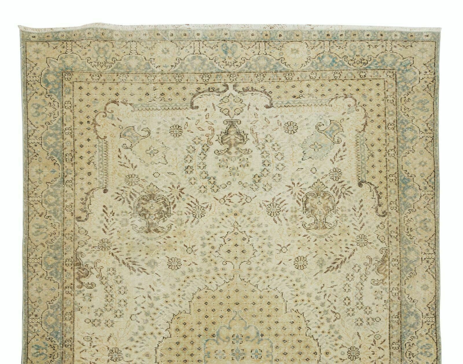 6.4x10.3 Ft Vintage Handmade Turkish Wool Area Rug With Medallion Design photo Textiles