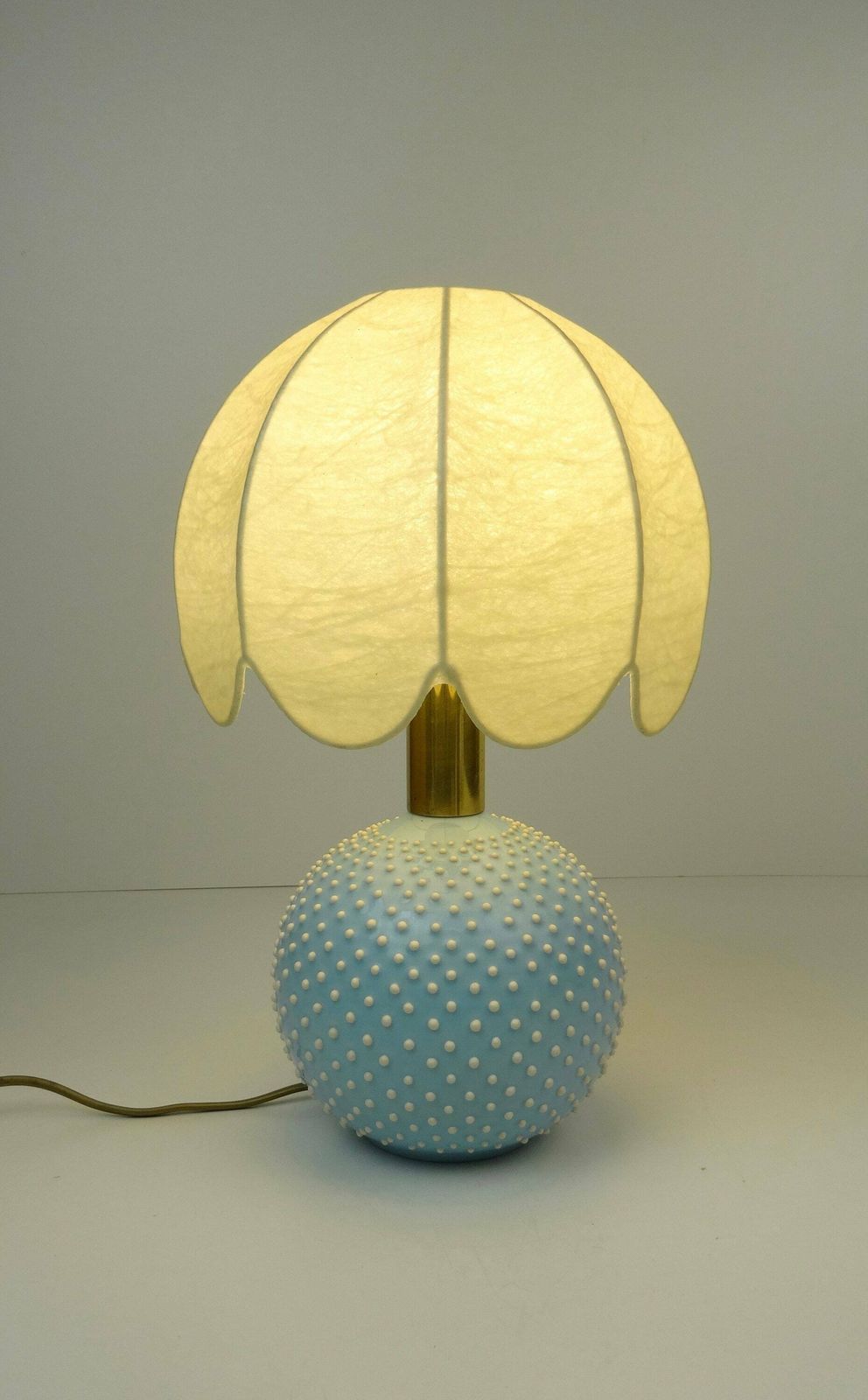 Rare Mid Century Polka Dot Ceramic Cocoon Shade Desk Lamp By Studio Paf Italy 1970 photo for sale