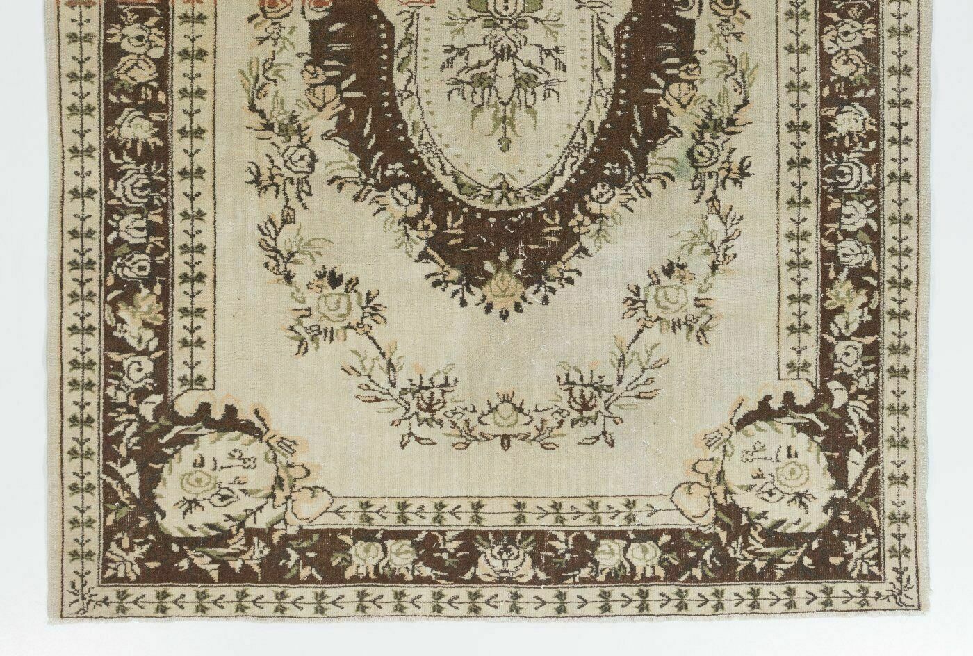 6,7x9,3 ft Handgeknoopt Vintage Oushak Vloerkleed. Medaillon Dessin Wollen Tapijt photo for sale