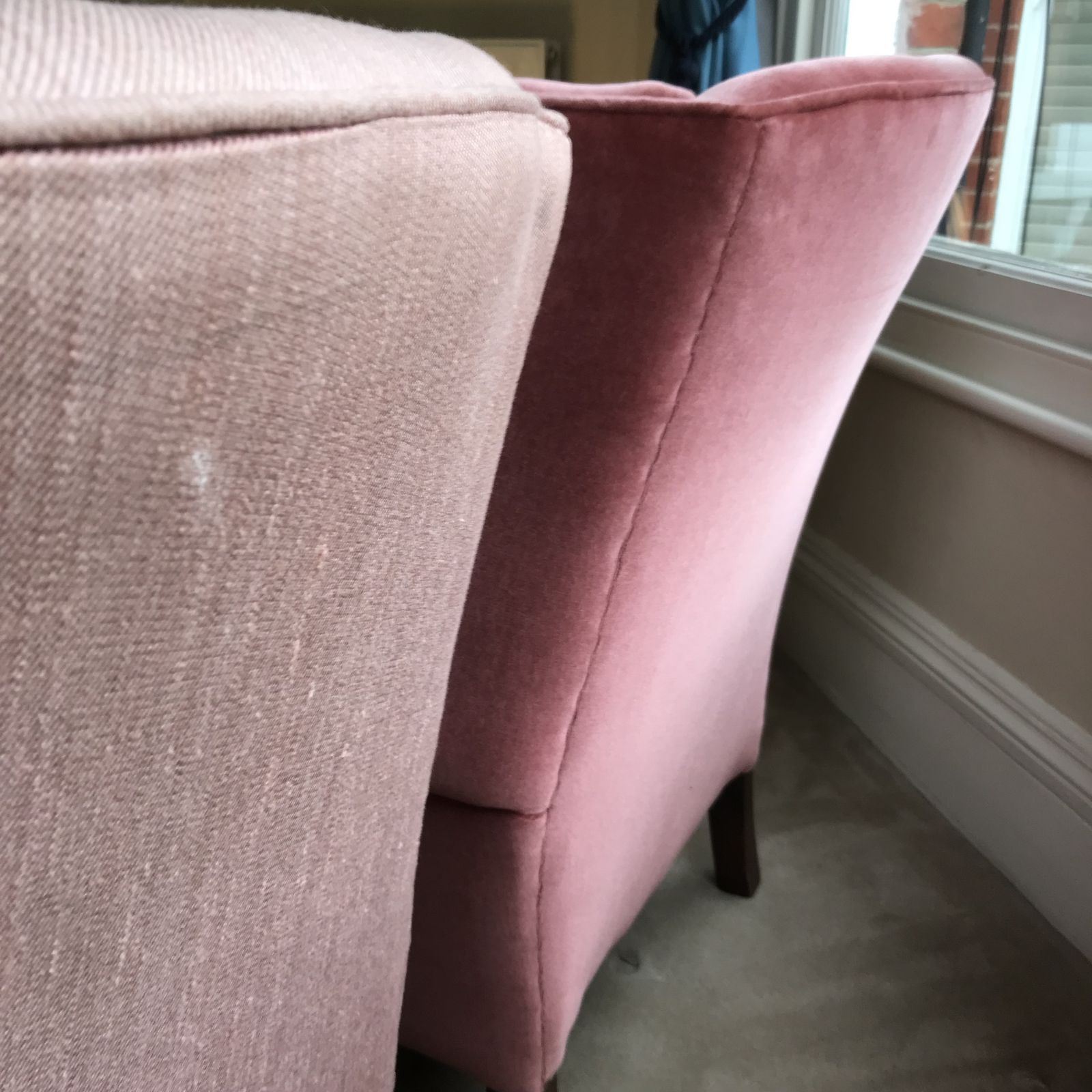 photo for sale English 1930's Wingback Armchairs   Set Of Two ( A Pair )