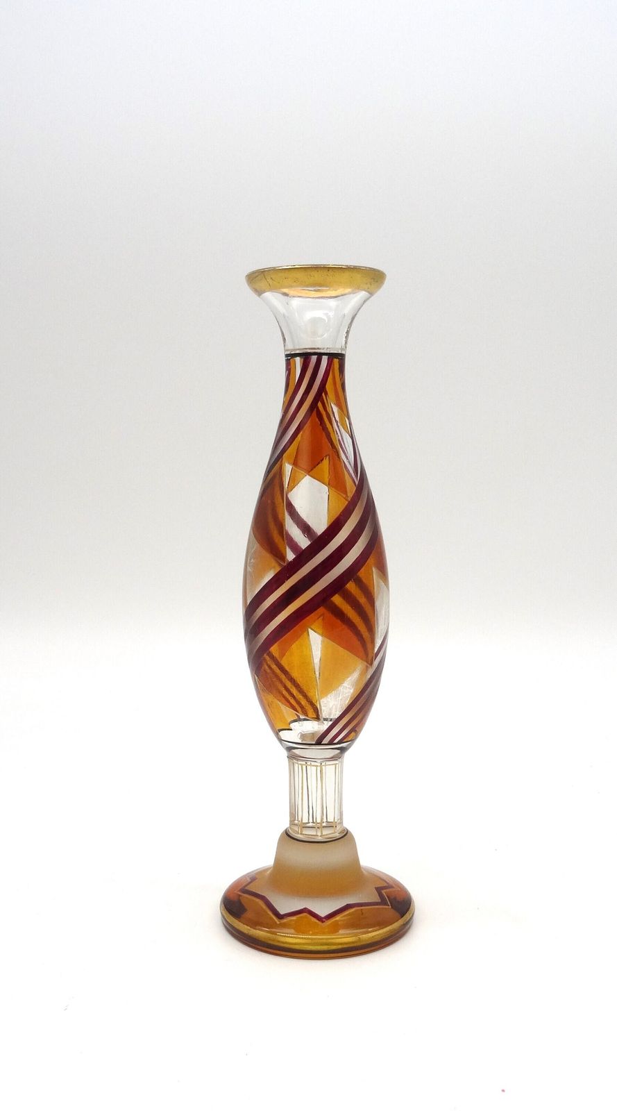 Rare Art Deco Glass Vase By Karl Palda Avantgarde Cubist Enamel Czech 1925 photo furniture