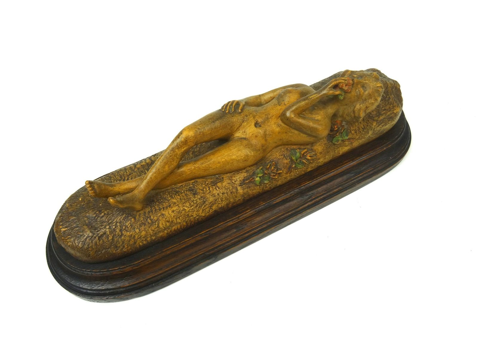 Antiek Oostenrijks Houten Sculptuur Van Naakte Vrouw Met Rozen, Handgesneden, Art Nouveau, Ca. 1890, Gesigneerd A. Stejer photo furniture