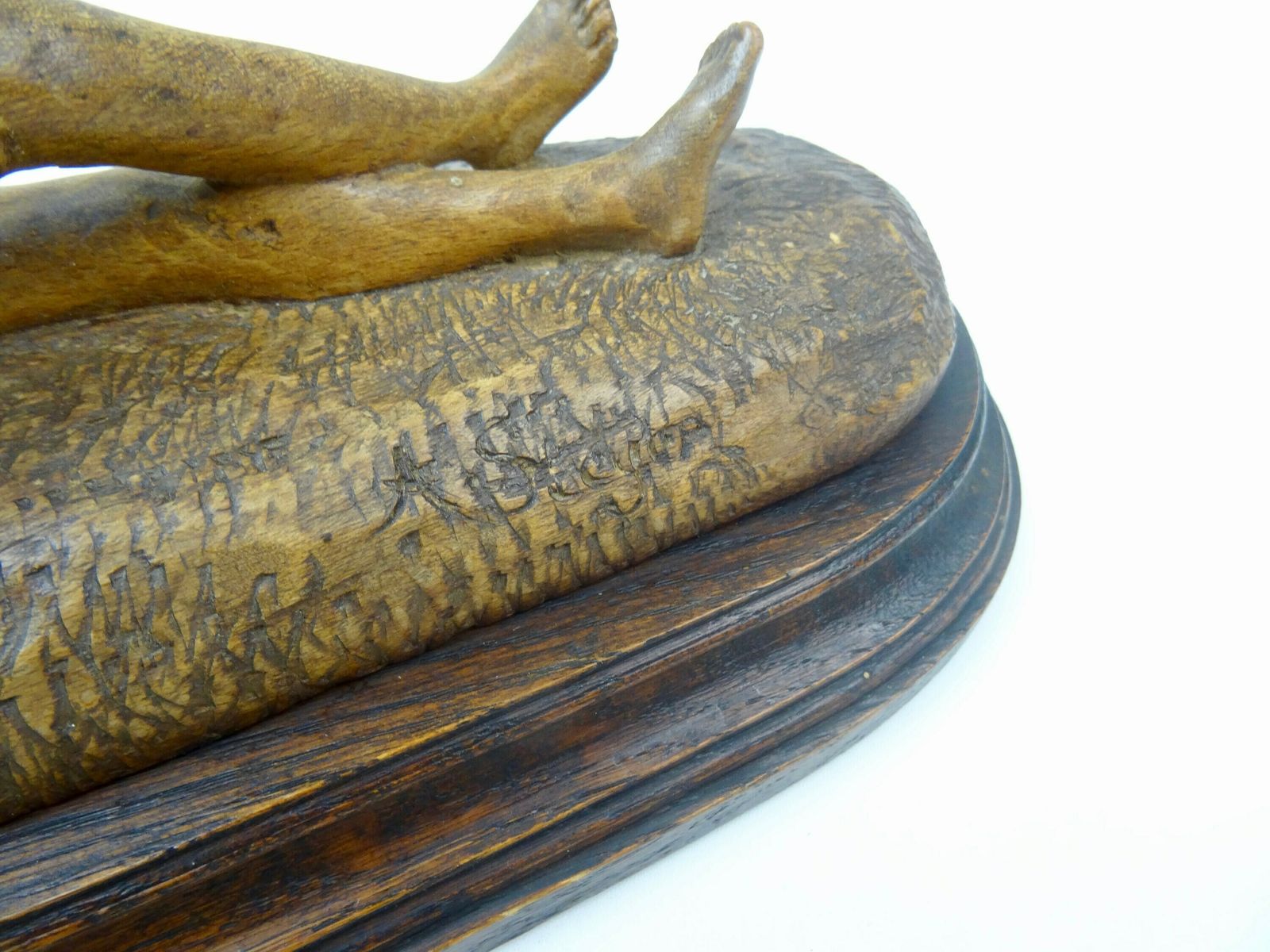 Antiek Oostenrijks Houten Sculptuur Van Naakte Vrouw Met Rozen, Handgesneden, Art Nouveau, Ca. 1890, Gesigneerd A. Stejer photo vinterior