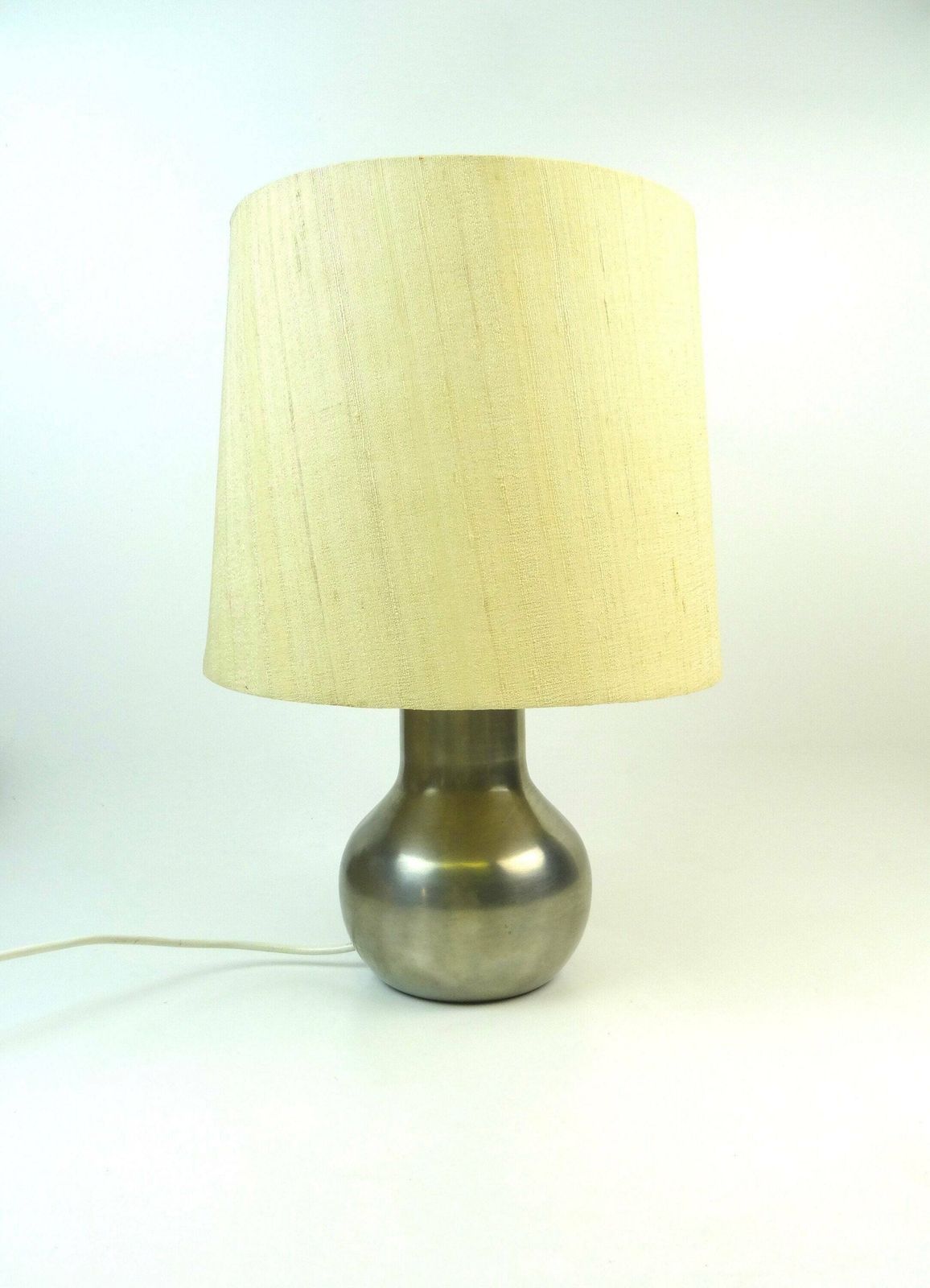 Vintage Pewter And Silk Desk Table Lamp Germany 1960 Minimalist Design