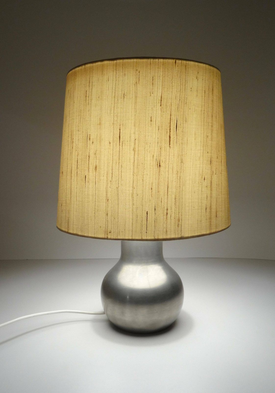 Vintage Pewter And Silk Desk Table Lamp Germany 1960 Minimalist Design photo for sale