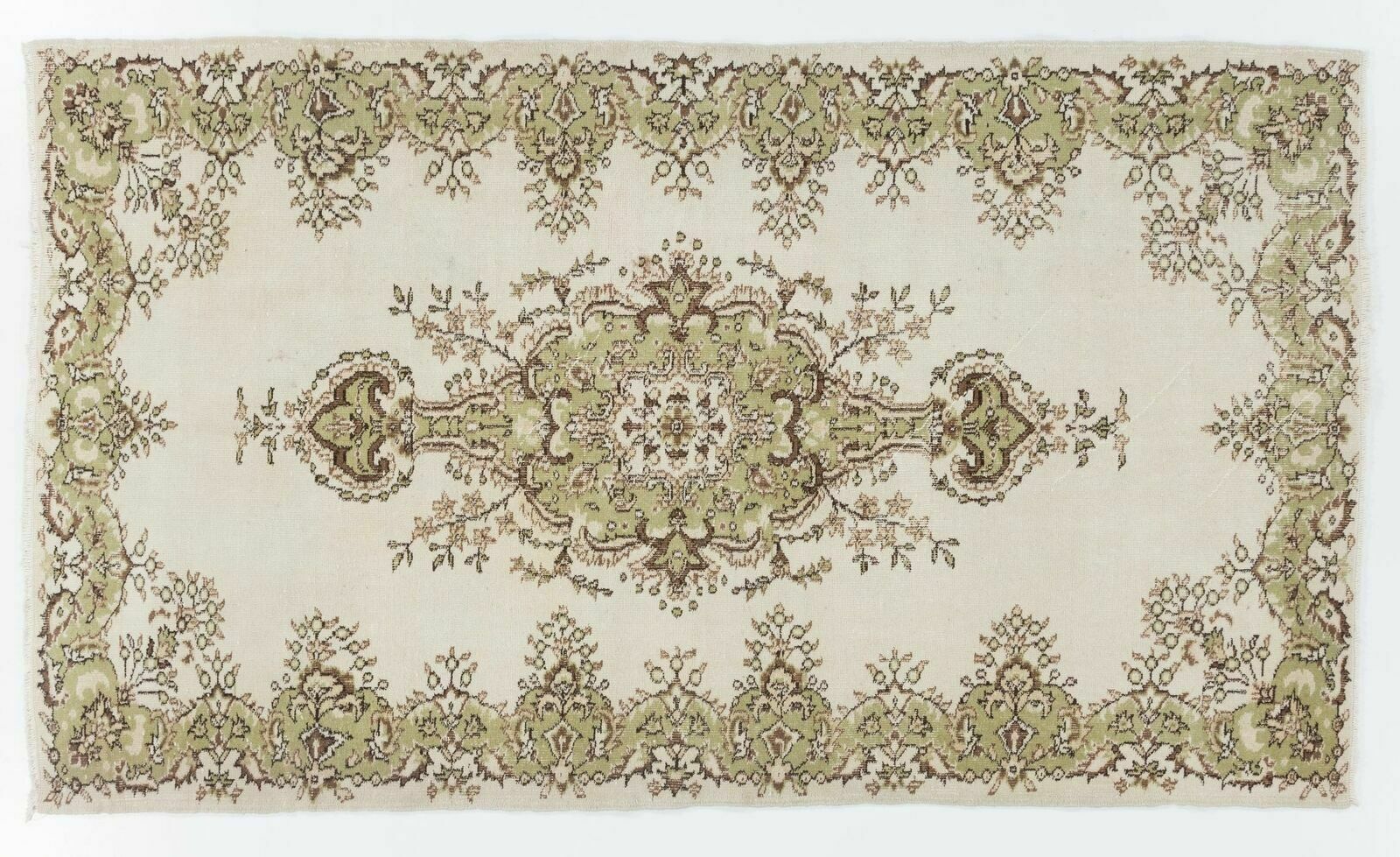 5x8.6 Ft Mid Century Handmade Turkish Oushak Rug With Medallion Design photo 469.0