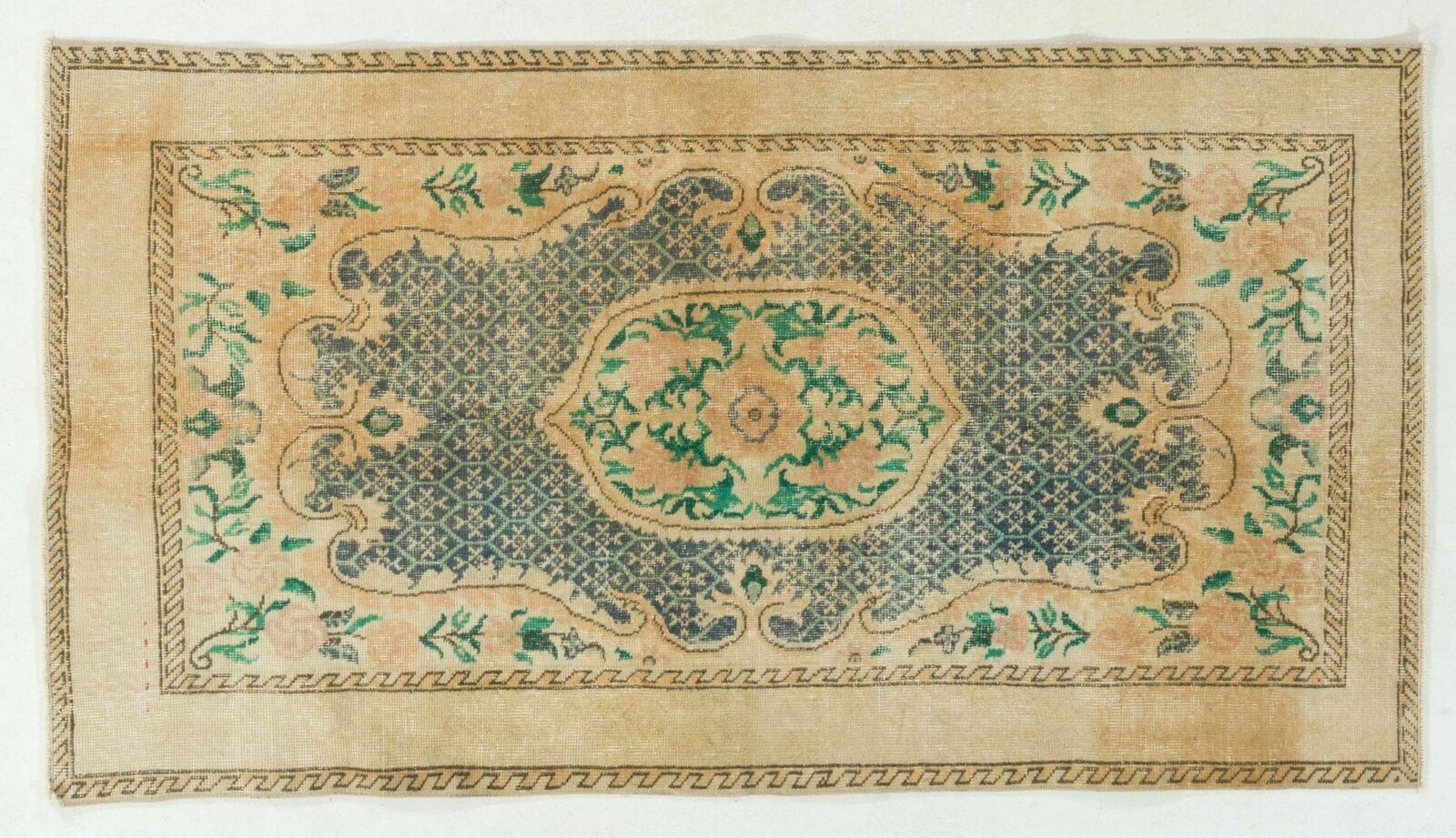 3.8x6.7 Ft Handmade Vintage Turkish Oushak Accent Rug photo 434.0