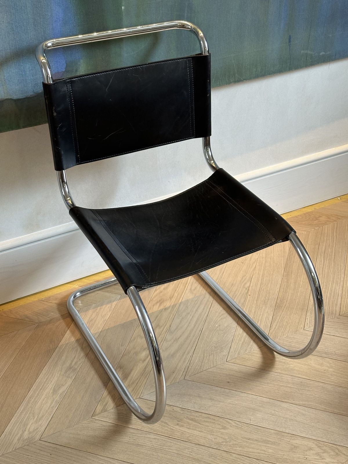 photo vinterior Pair Of Vintage 1970s Mies Van Der Rohe Mr10 Cantilever Side/Dining Chairs By Thonet