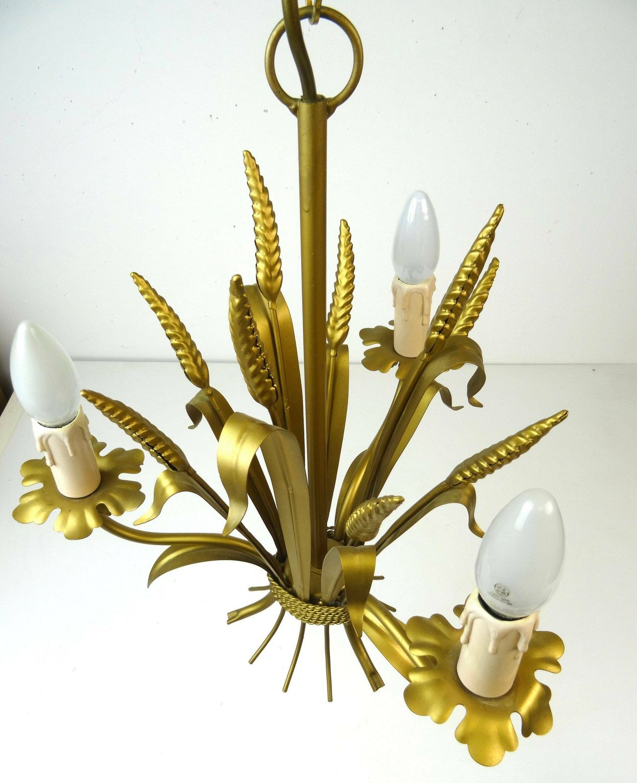 Beautiful Mid Century Chandelier Hollywood Regency Pendant Lamp Italy 50s photo furniture