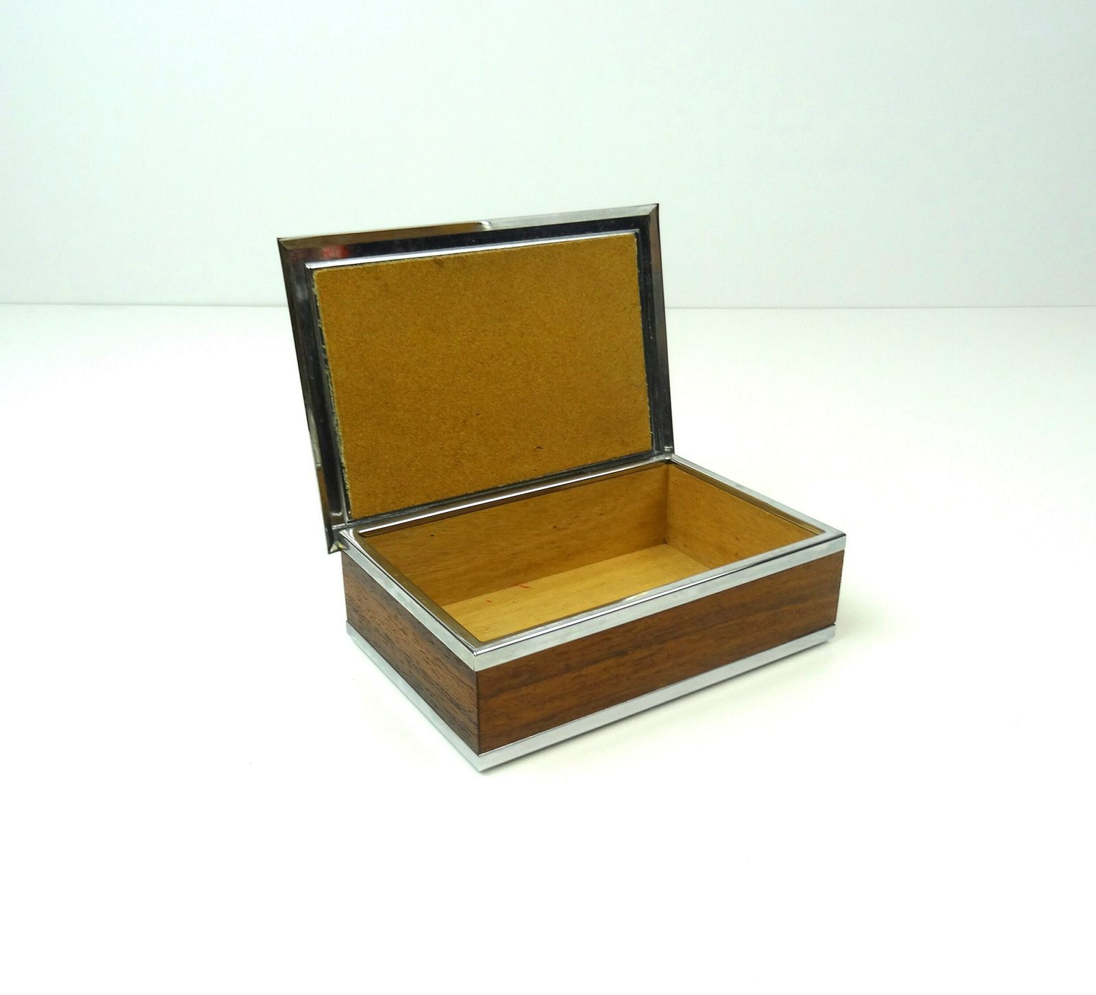 Rare Mid Century Vintage Teak & Chrome Jewelry Box By Erhard And Sons photo buy