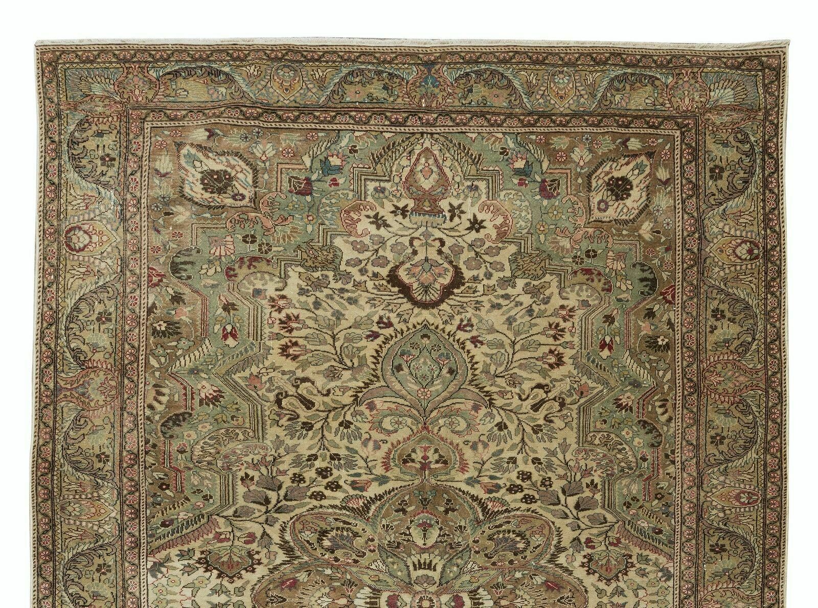 6.6x9.8 Ft Hand Knotted Vintage Anatolian Rug, Medallion Design, Wool Pile photo Textiles