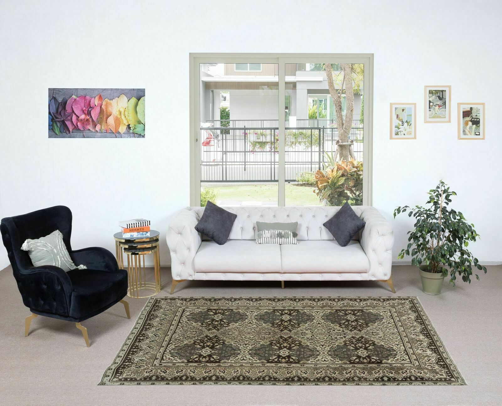 5.6x8.6 Ft Floral Pattern Vintage Rug, Handmade Turkish Carpet For Country Homes photo furniture