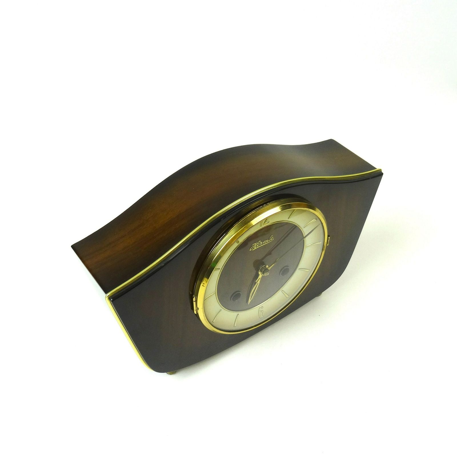Rare 60s Mid Century Teak Chimny Desk Clock By Hermle photo Home Decor