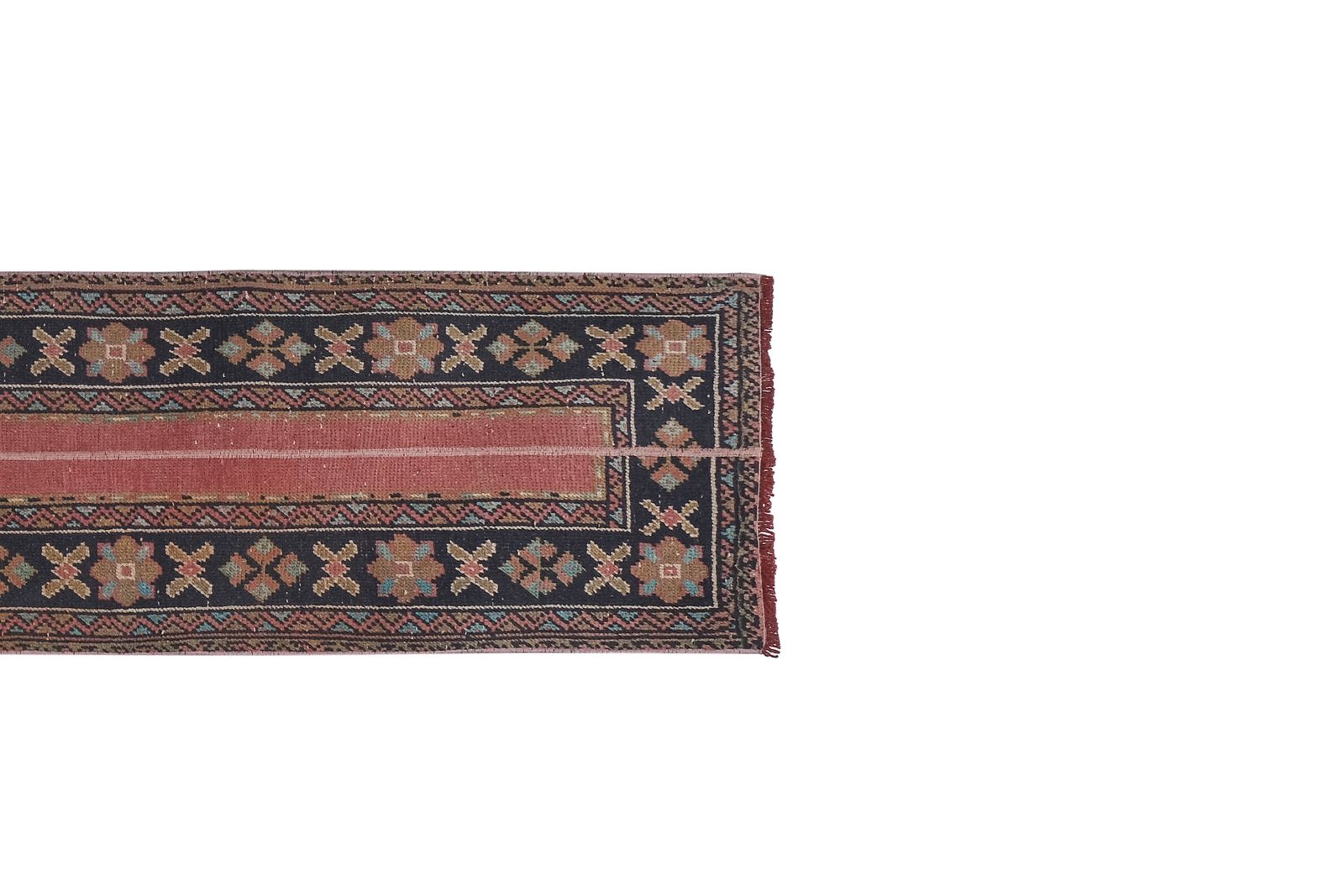 Vintage Geometric Design Turkish Anatolian Runner Rug 2'' X 12'4'' photo for sale