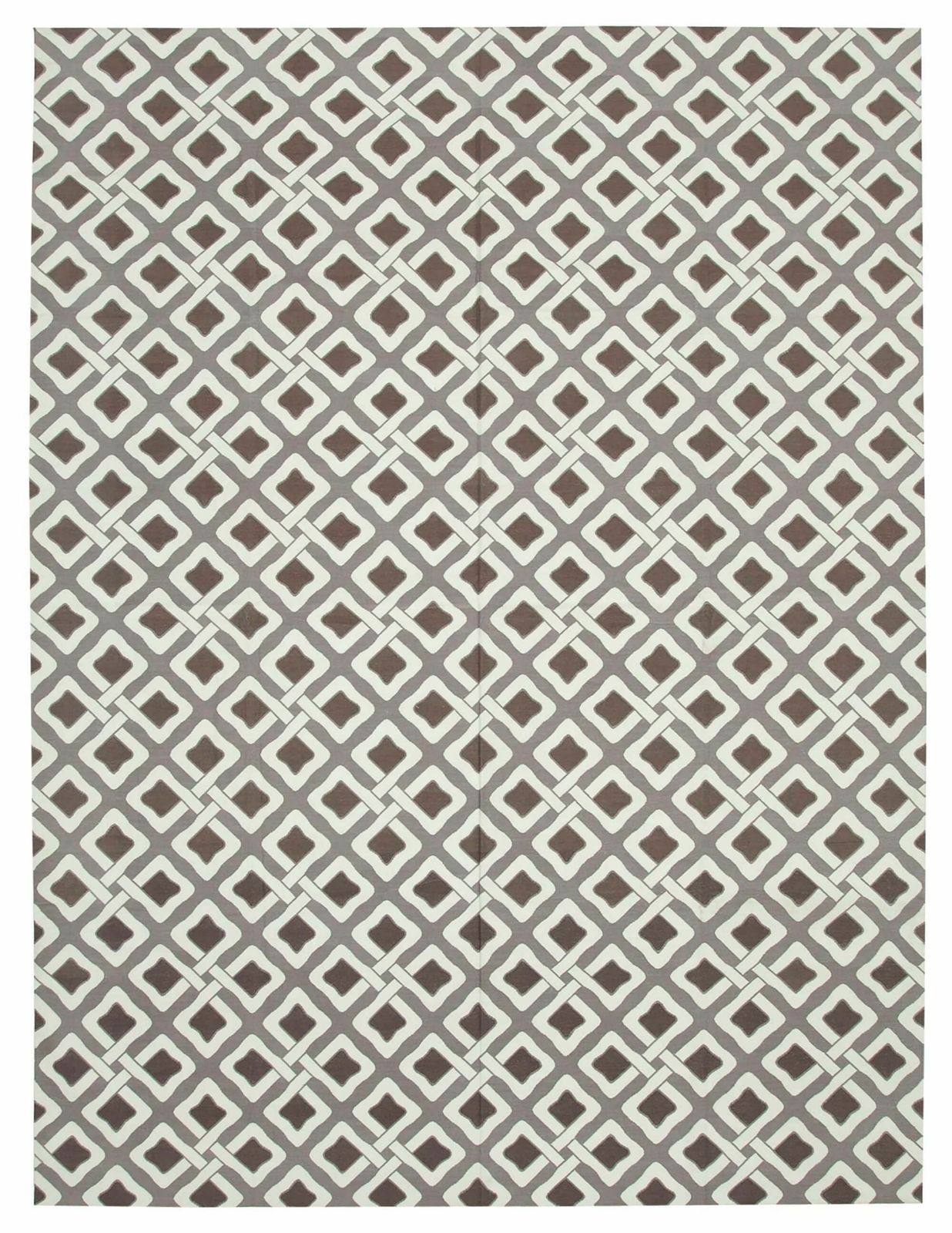 9x12 Brown Dhurrie Rug, Late 20th Century