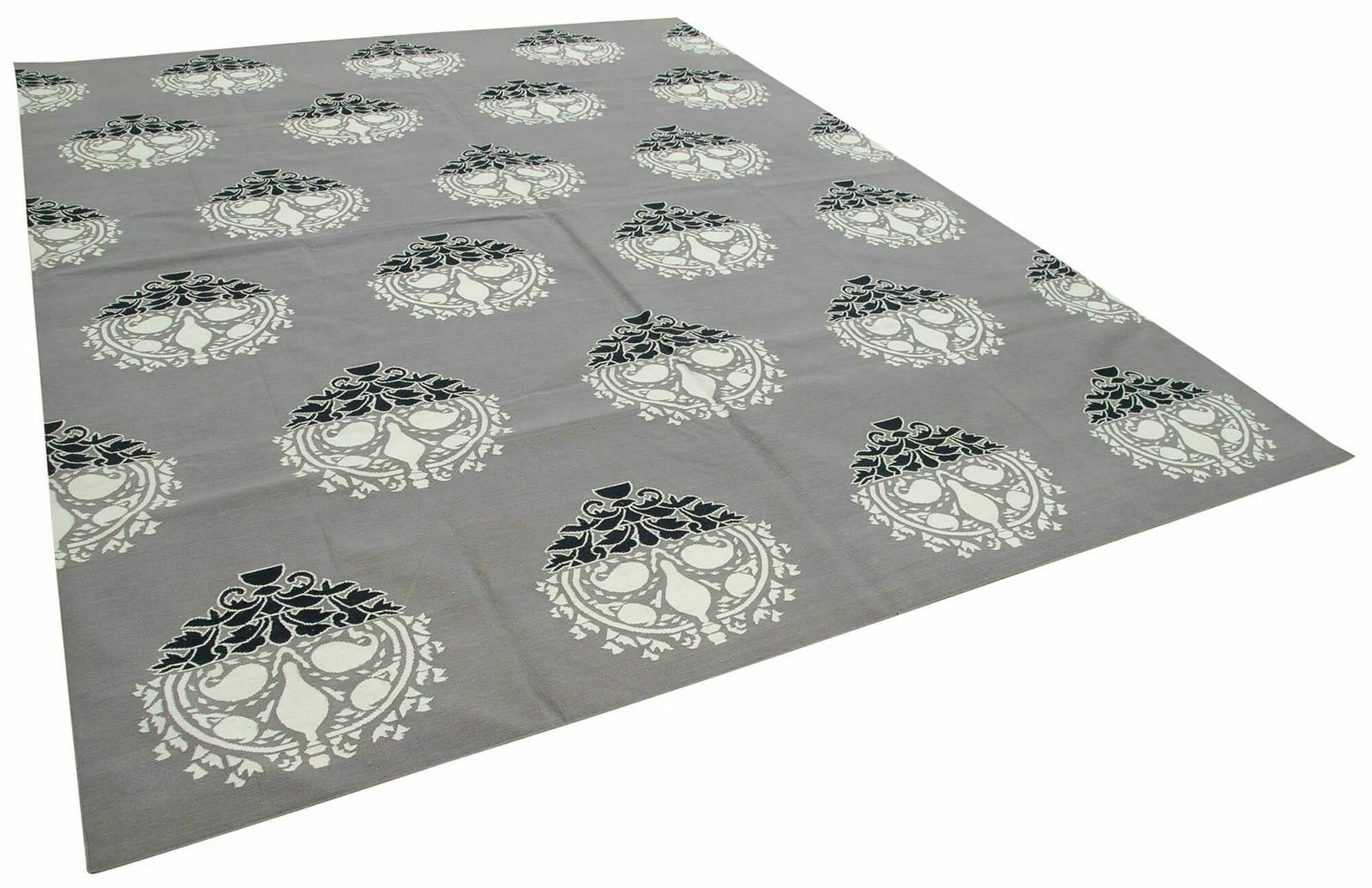 9x12 Grey Dhurrie Rug, Late 20th Century photo furniture