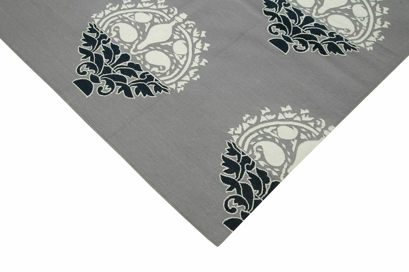 9x12 Grey Dhurrie Rug, Late 20th Century photo Textiles