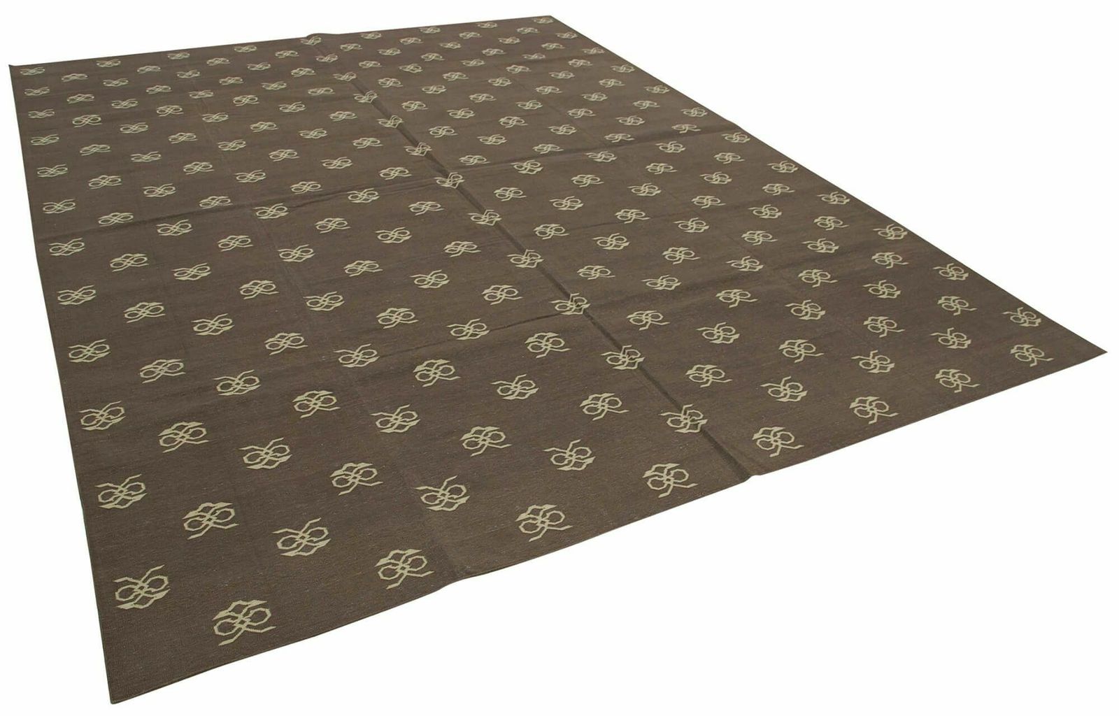 9x12 Brown Dhurrie Rug, Late 20th Century photo furniture