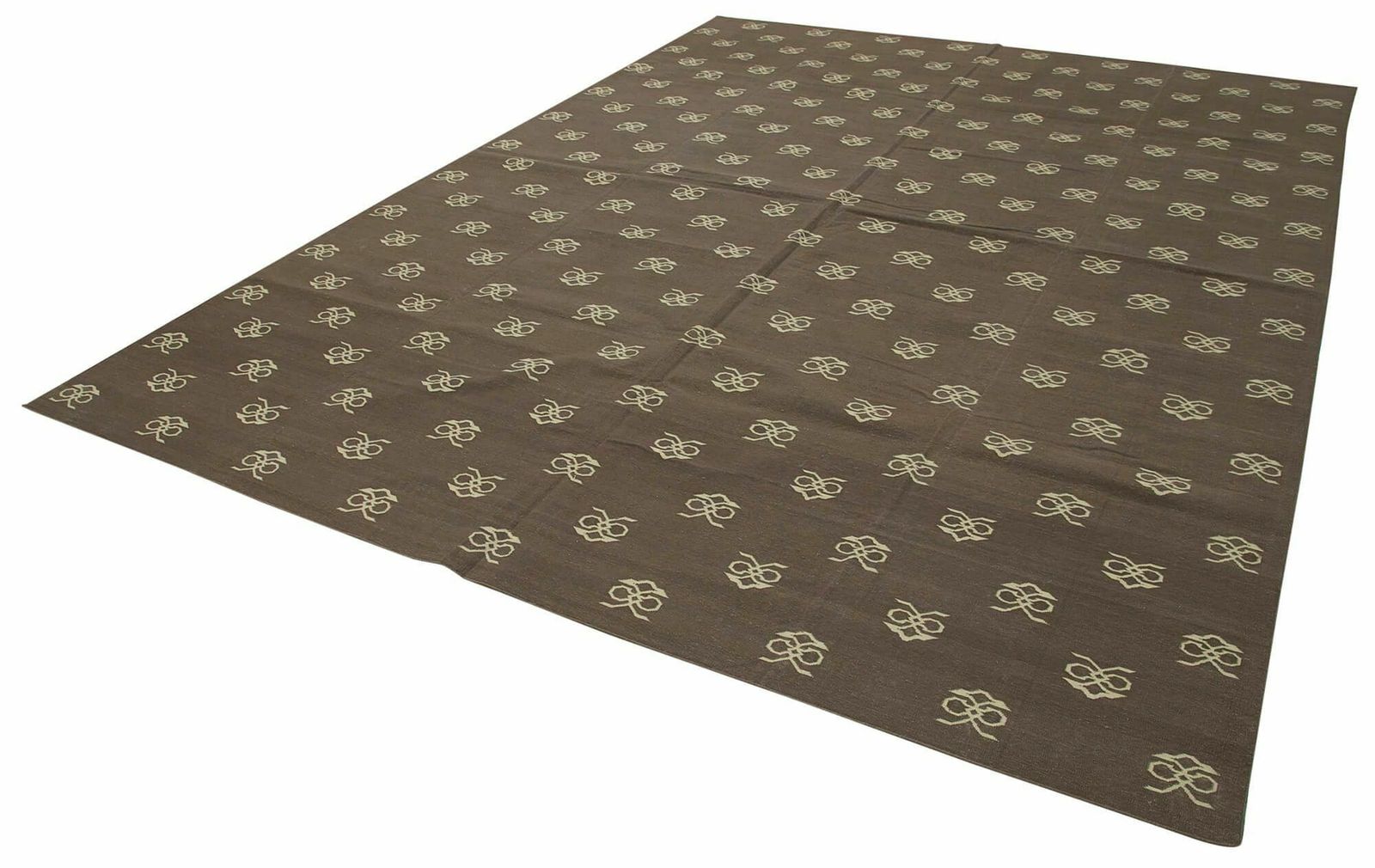 9x12 Brown Dhurrie Rug, Late 20th Century photo for sale