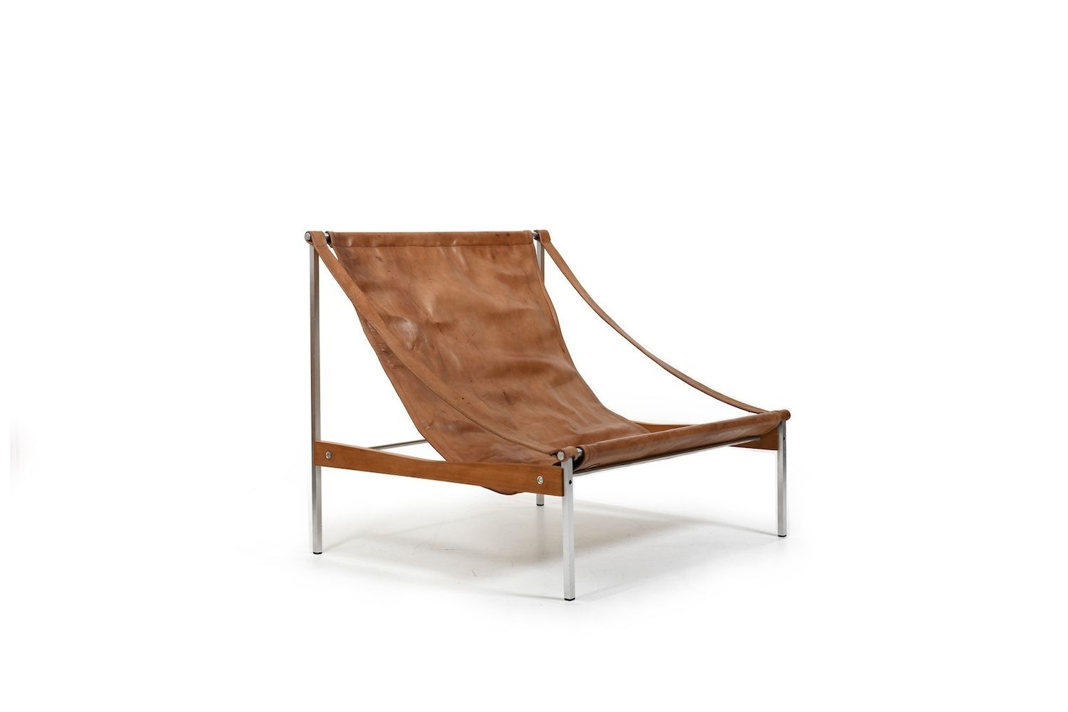 Grand Leather Lounge Chair 'Bequem' By Stig Poulsson C.1970 photo for sale