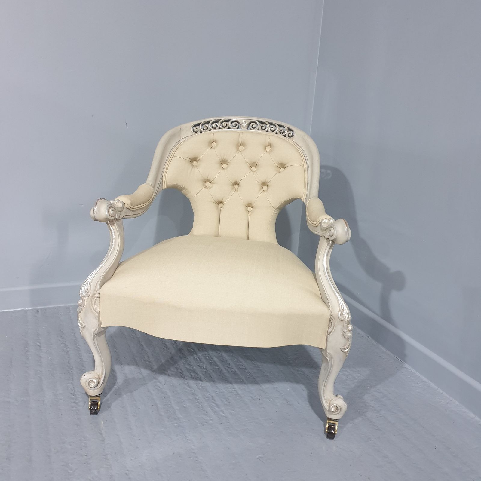 Lovely English Painted And Silver Gilt Chair photo furniture
