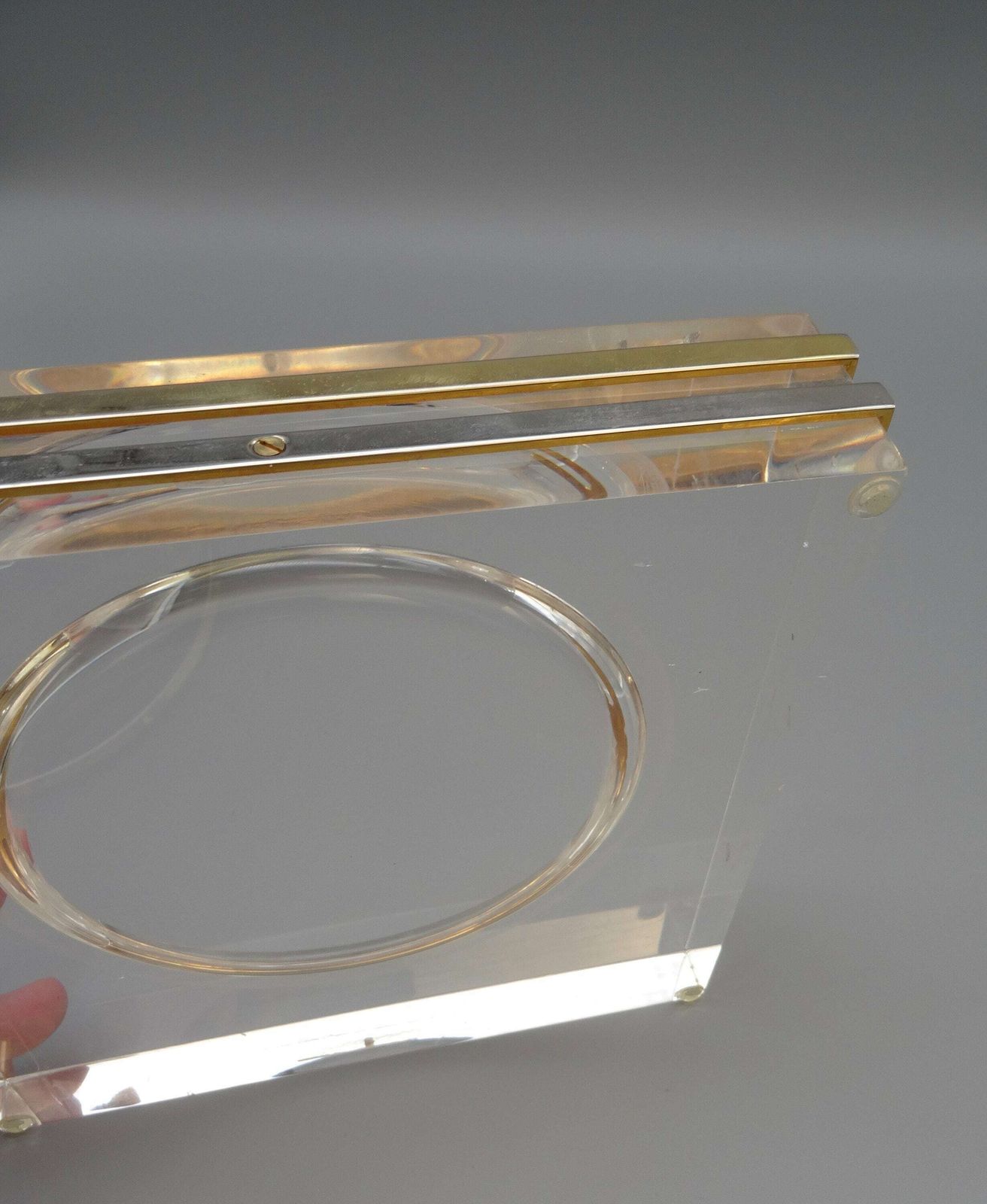 Mid Century Minimalist Clear Acrylic Lucite & Chrome Catch All Bowl Trinket By Felice Antonio Botta photo buy