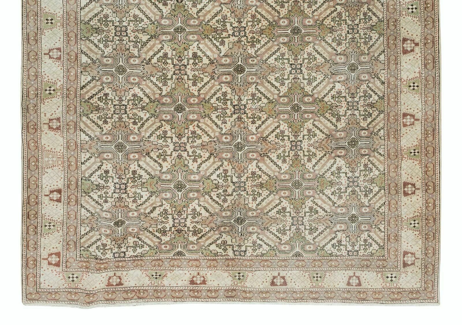 6.3x9.4 Ft Handmade Turkish Area Rug, Vintage Floral Wool Carpet photo 983.0