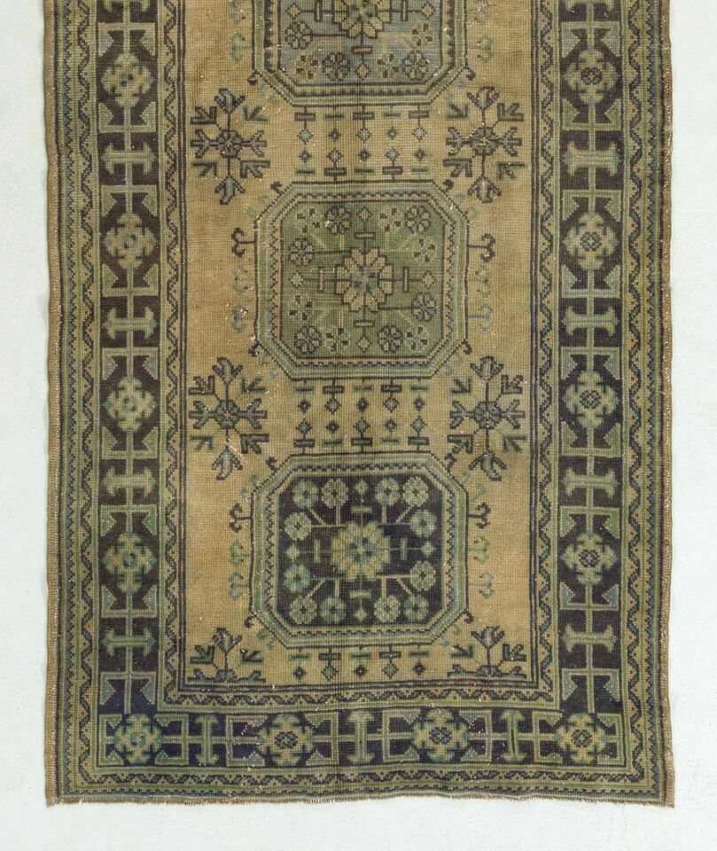 4.3x11.3 Ft Vintage Oushak Runner Rug. Hand Knotted Wool Rug For Hallway photo for sale