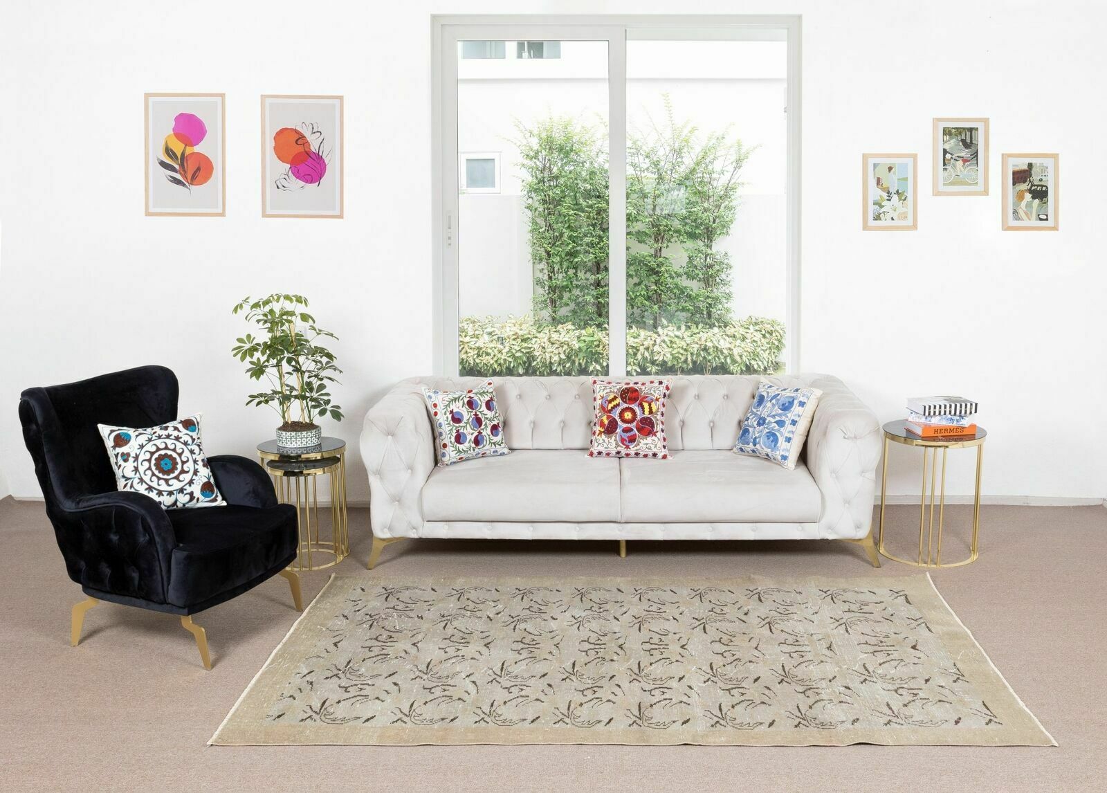 5.2x8.9 Ft Vintage Handmade Turkish Wool Area Rug For Living Room Decor photo furniture