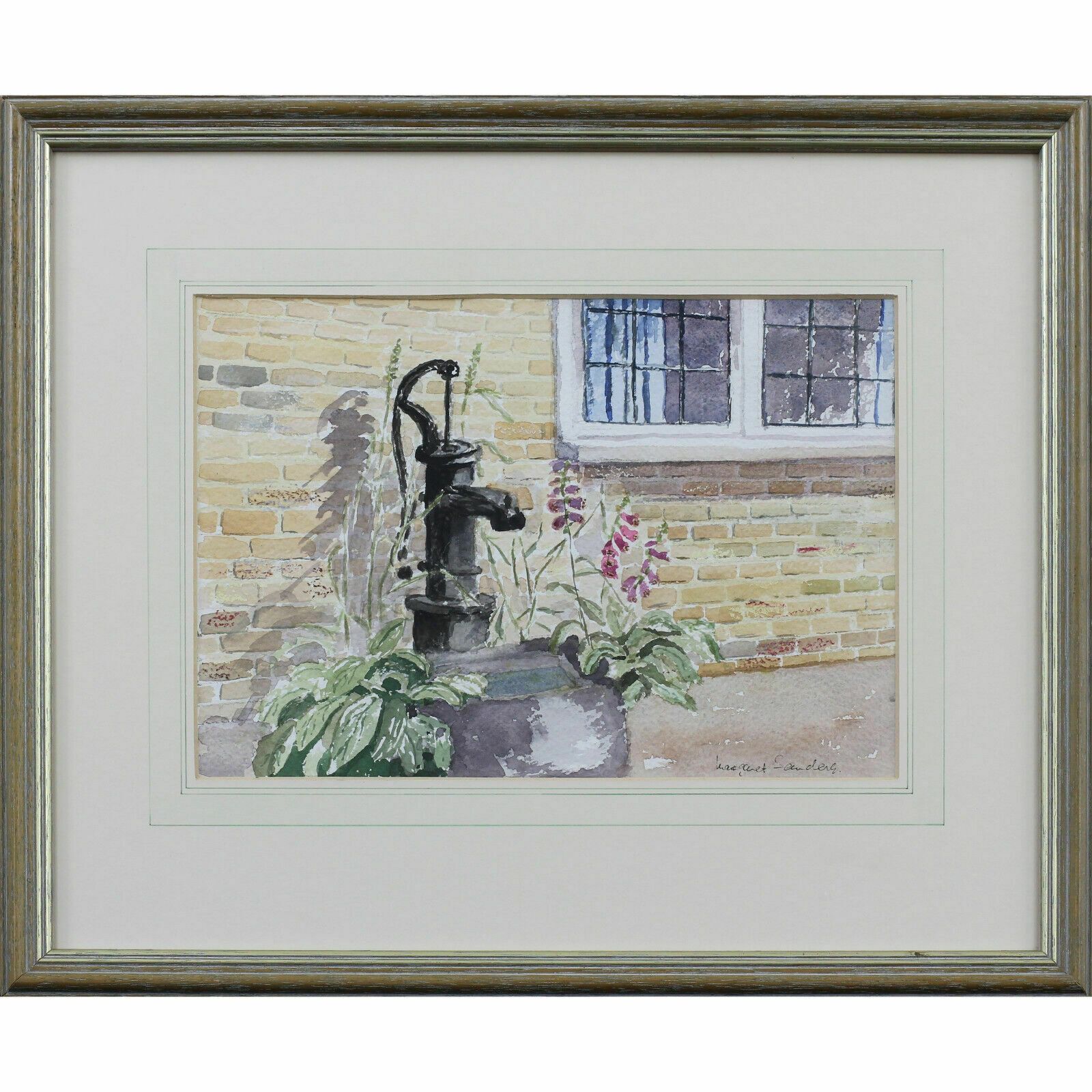Watercolour By Margaret Sanders. Titled "The Garden Pump"