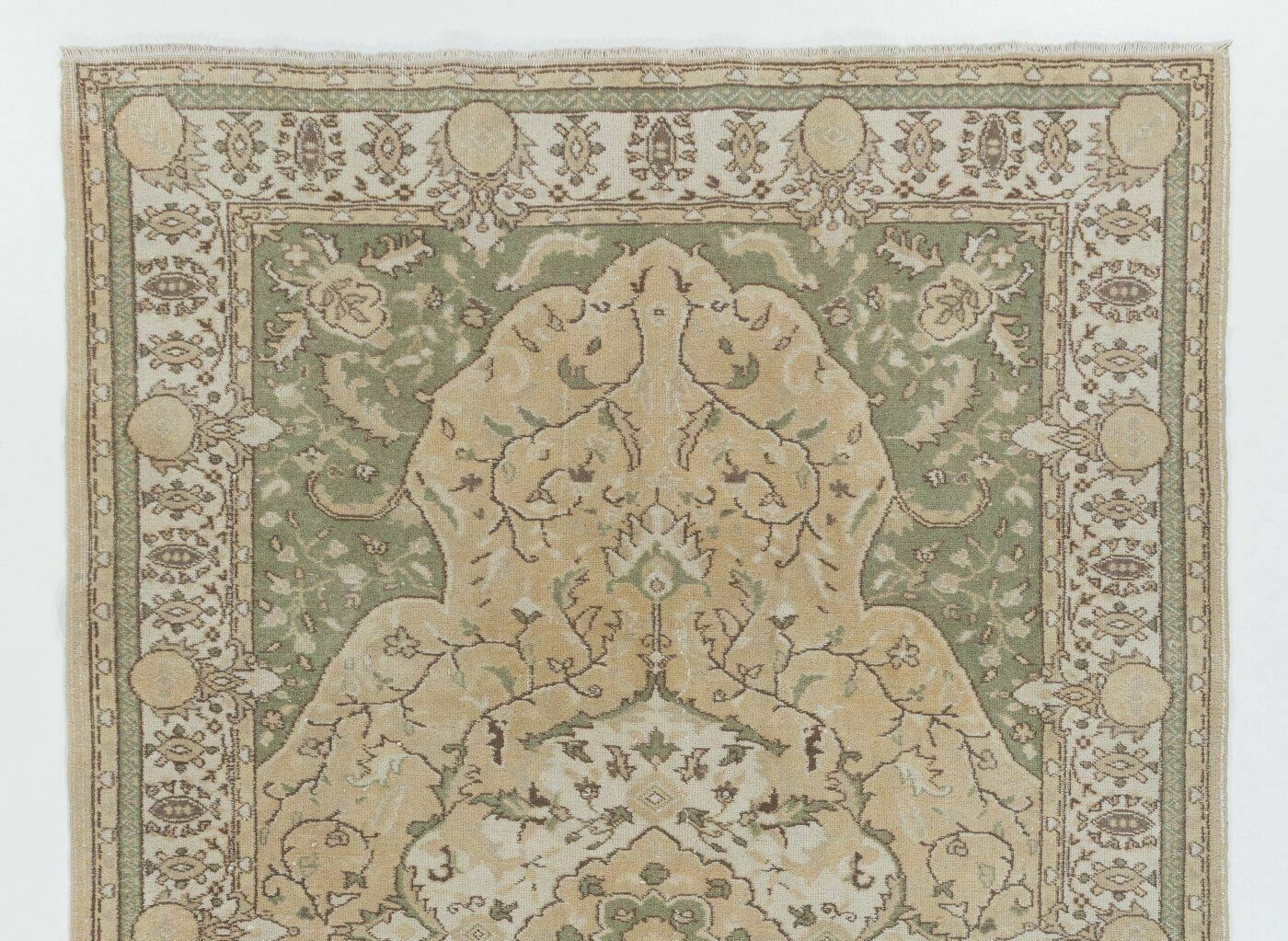 6.4x10 Ft Vintage Hand Knotted Oushak Area Rug With Medallion Design photo furniture
