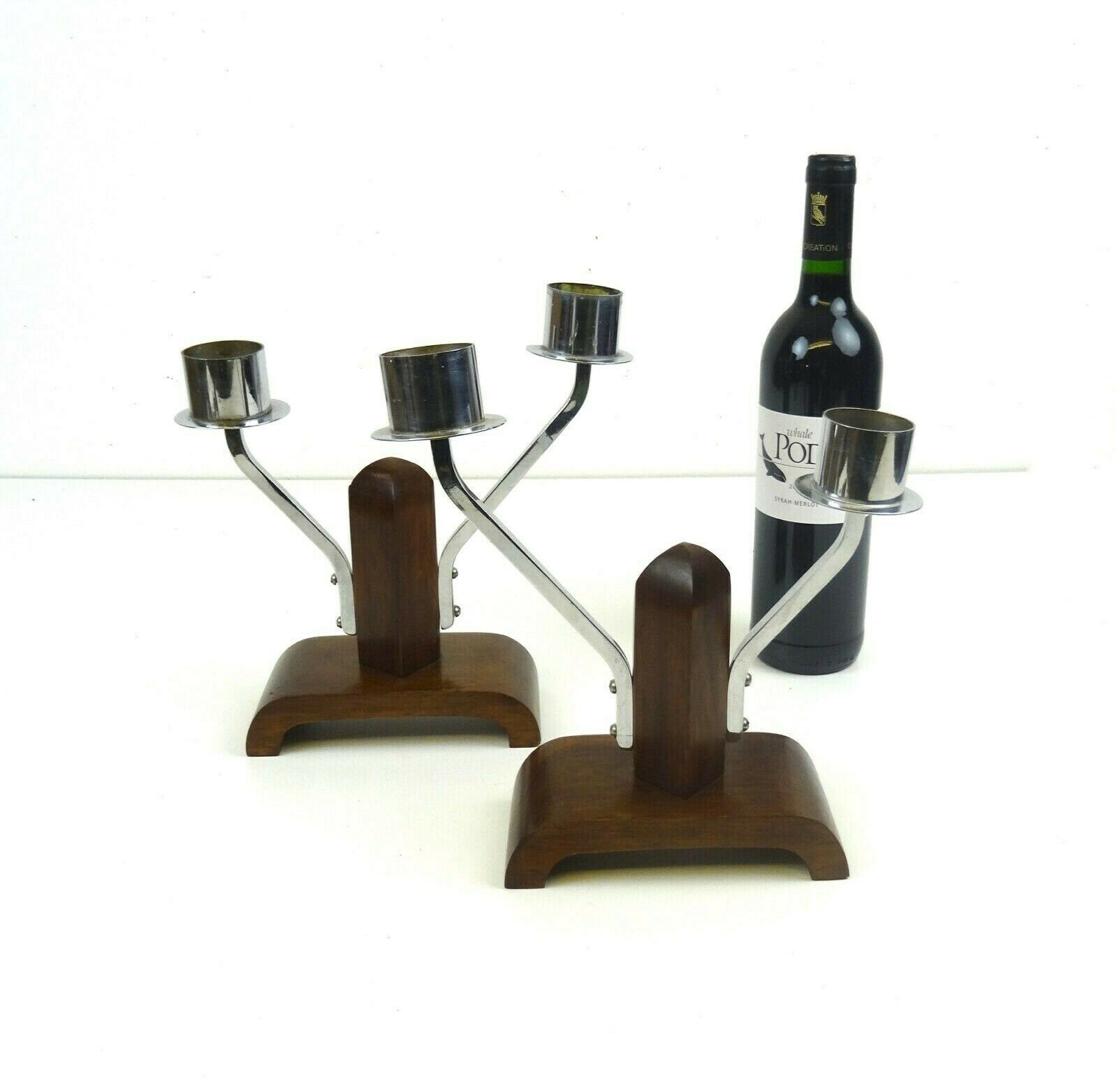 Stunning Pair Of Avant Garde Art Deco Bauhaus Candlesticks photo furniture